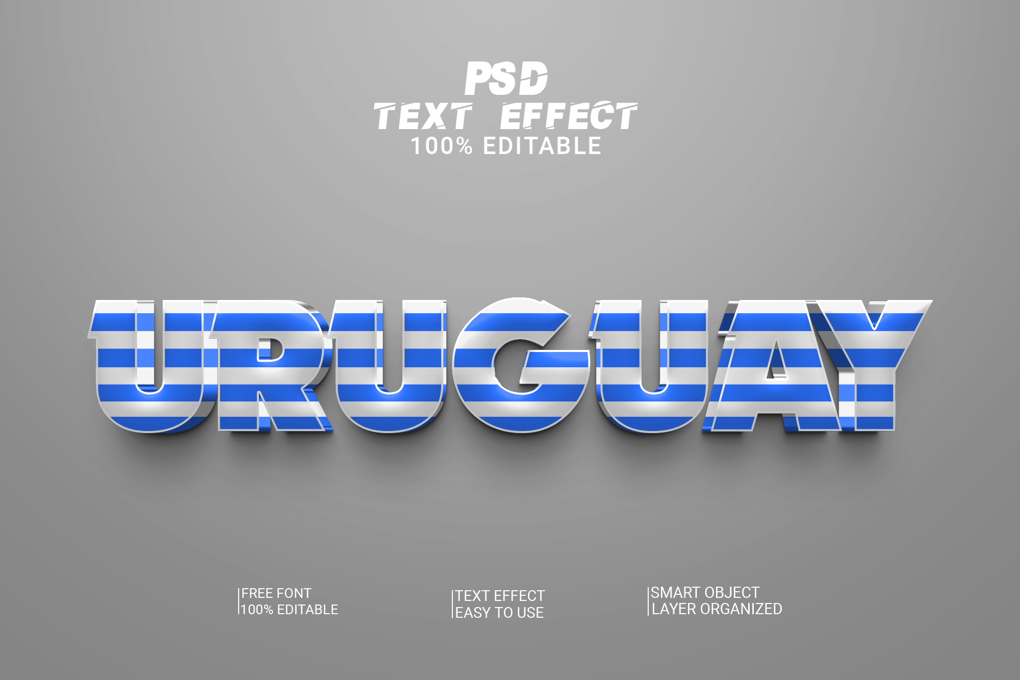 World Cup Football Uruguay 3d Effect Style Design preview image.
