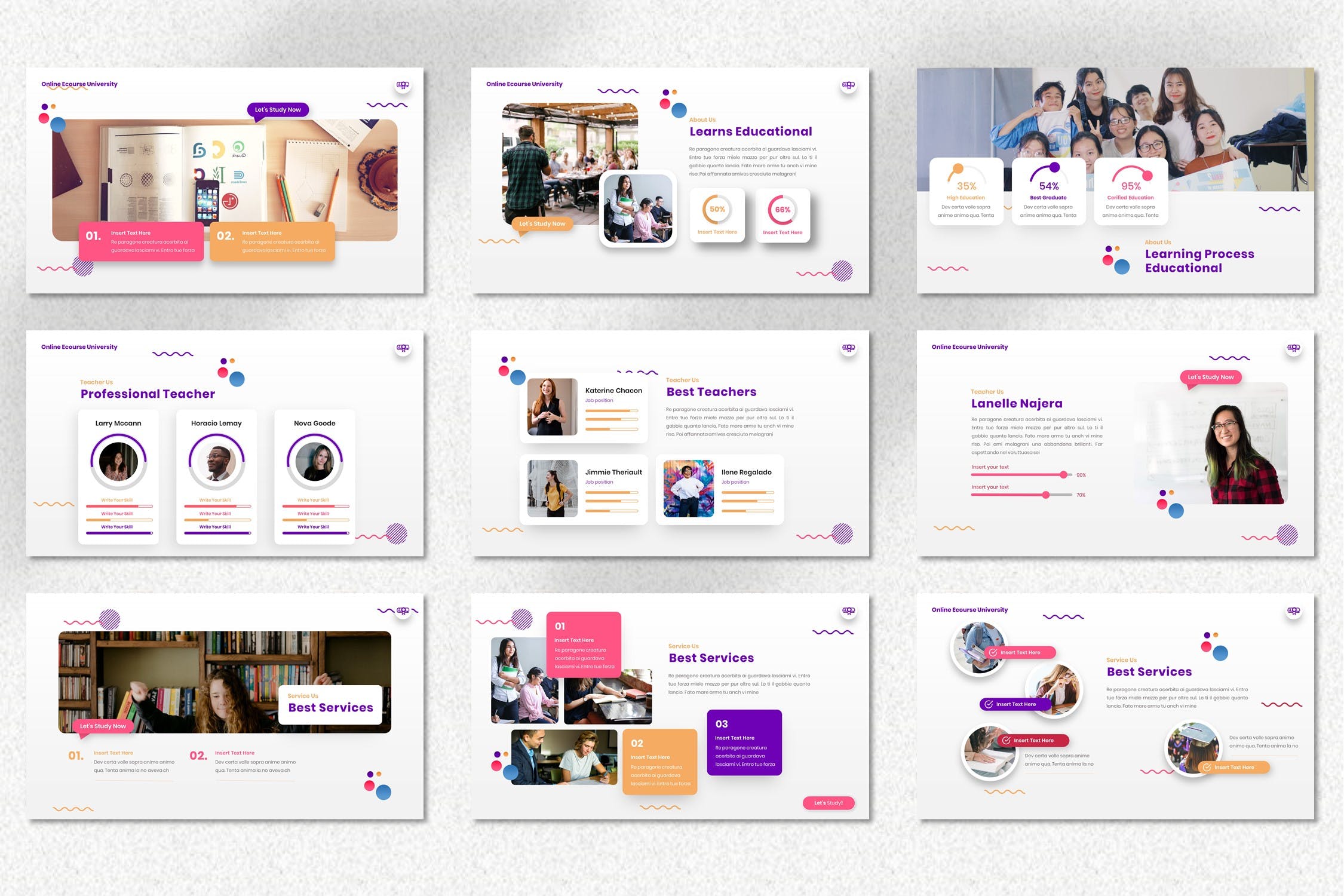 Cool template with purple, pink and orange elements.