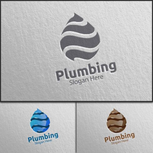 3D Plumbing Logo With Water And Fix Home Concept 17.