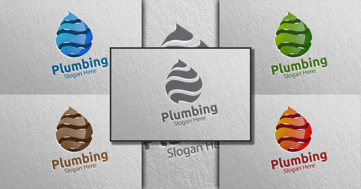 3D Plumbing Logo With Water And Fix Home Concept 17 - Facebook.