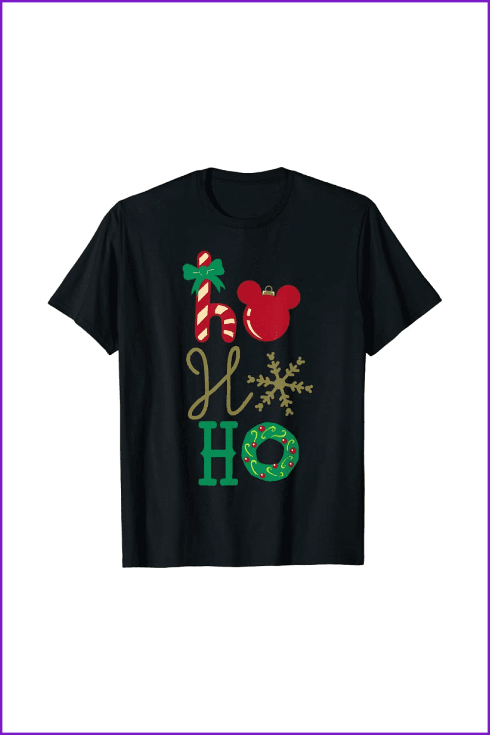 Black t-shirt with the words Ho-ho-ho.