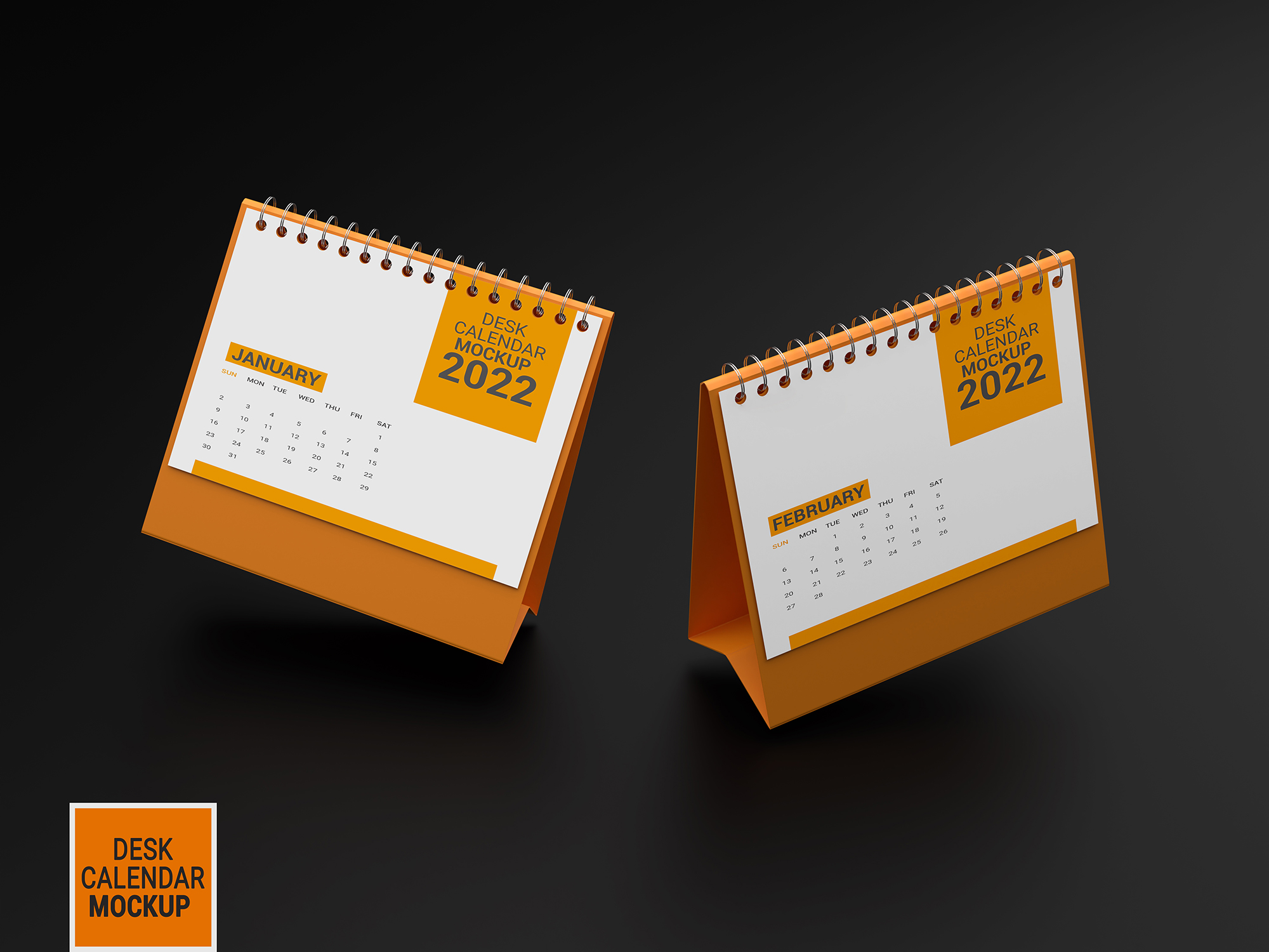 9 Desk Calendar PSD Mockup, well organized layers.