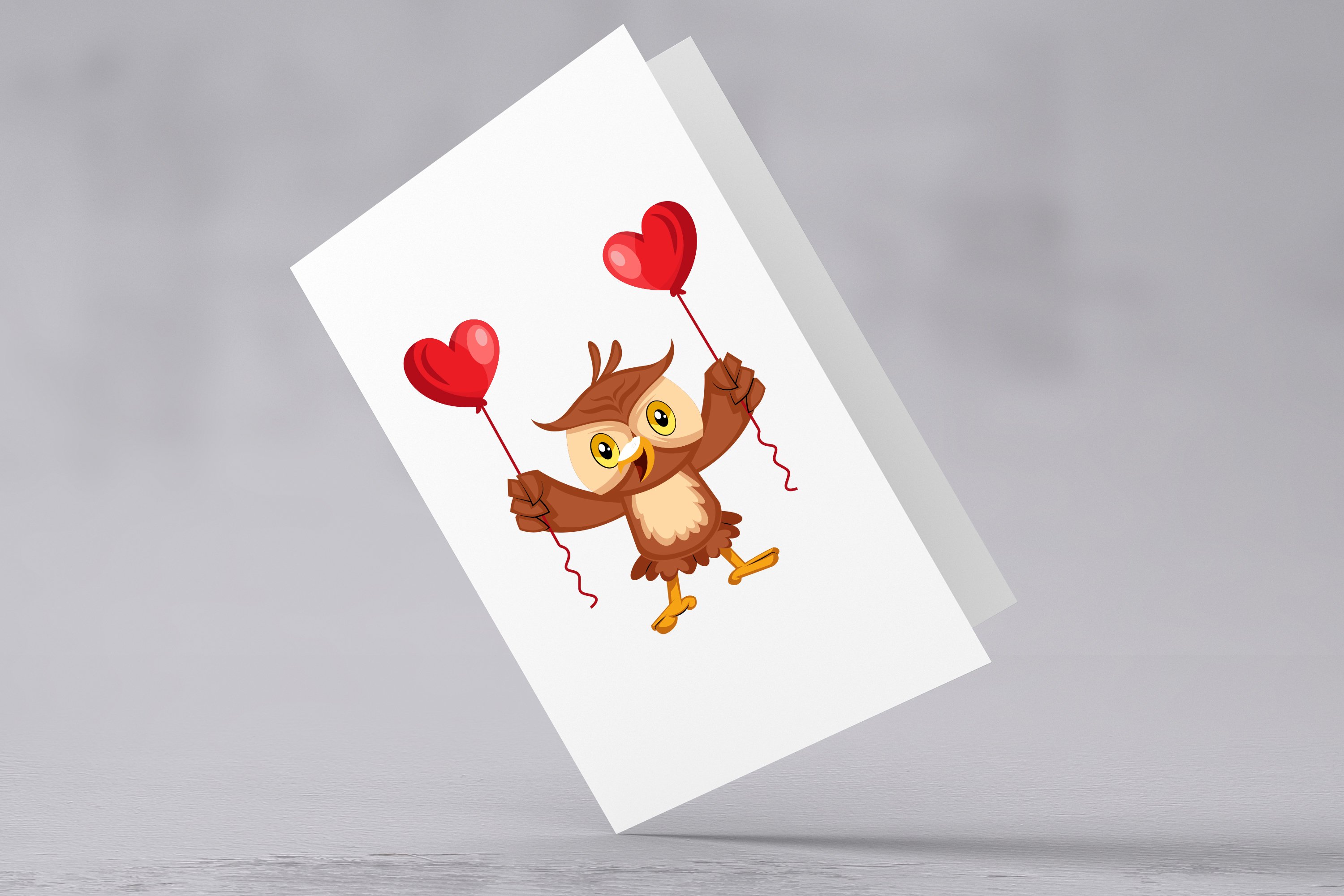 Simple white greeting card with the romantic owl.