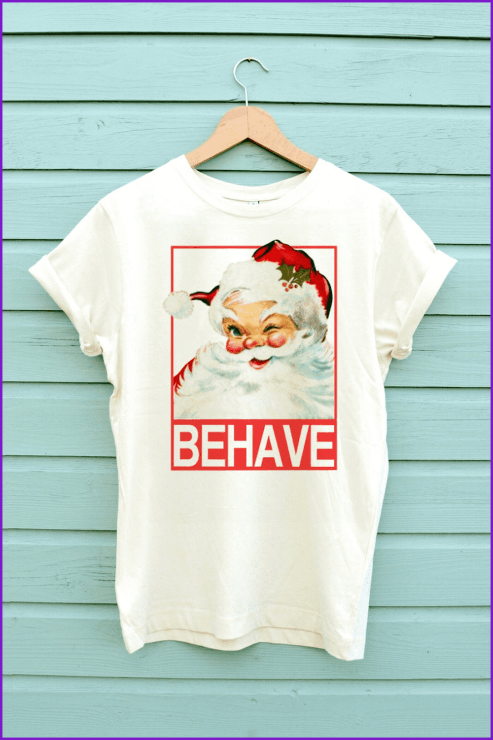 White t-shirt with the vintage Santa Claus.