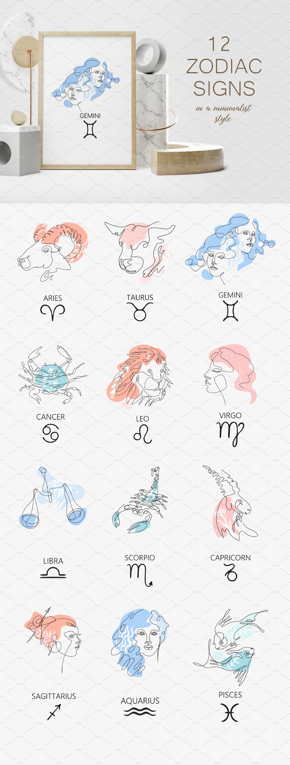 Some zodiac signs for the different purposes.