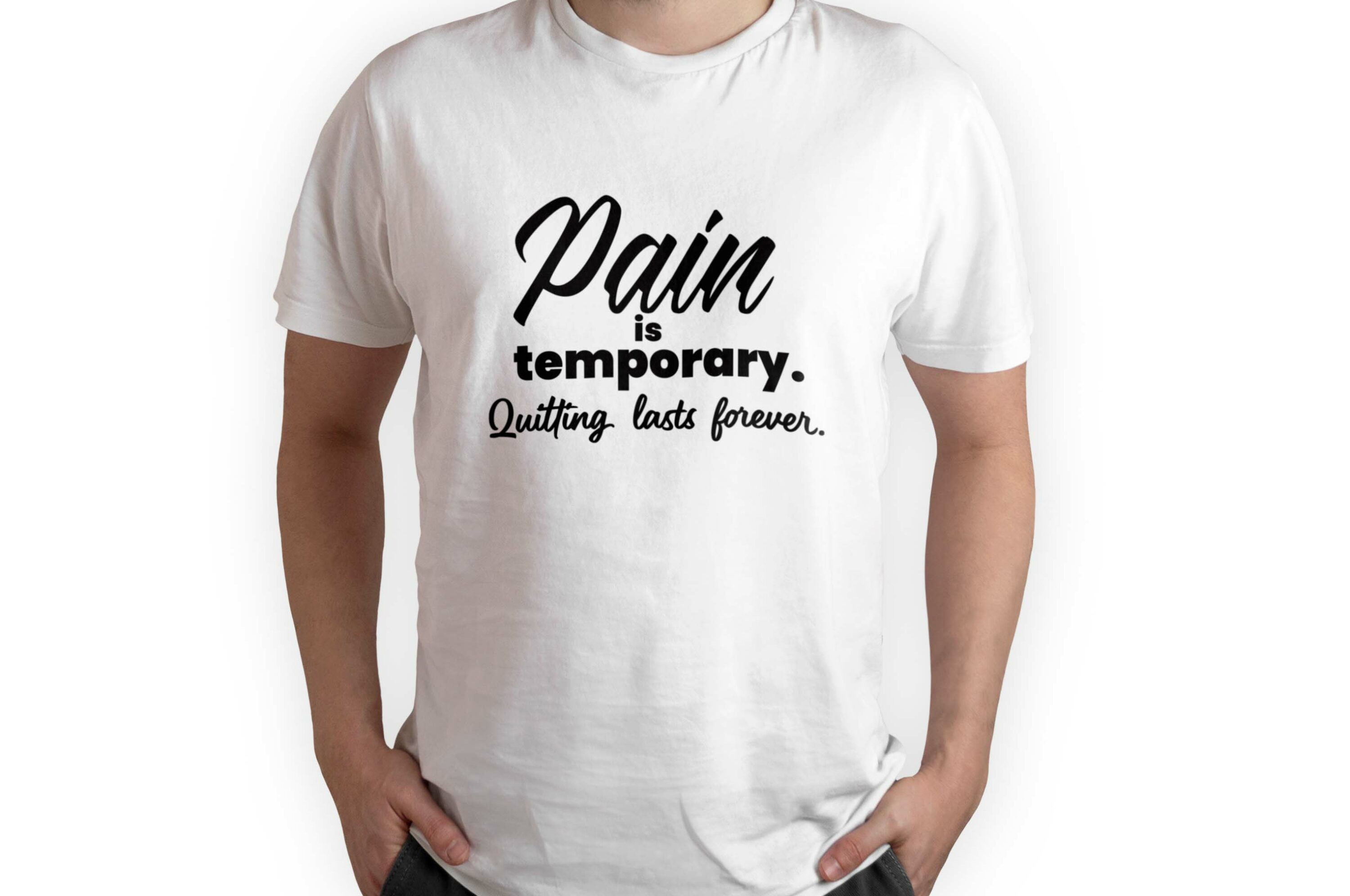 Bundle of 156 T-shirt Designs with Fitness Quotes, pain is temporary.