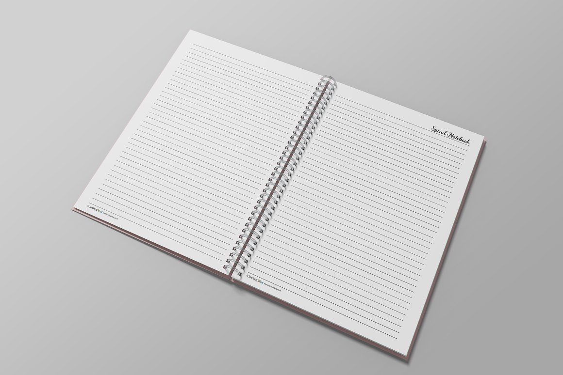 Image of open a5 spiral notebook with cute design.