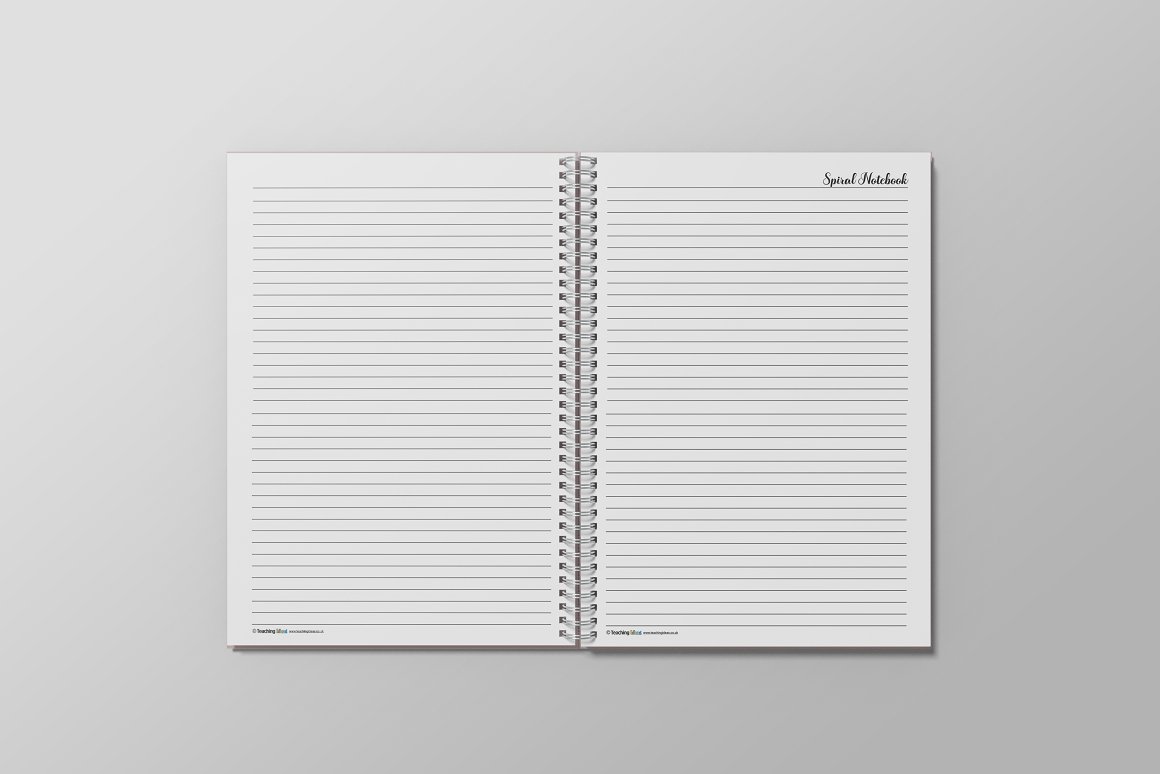 Image of open a5 spiral notepad with amazing design.
