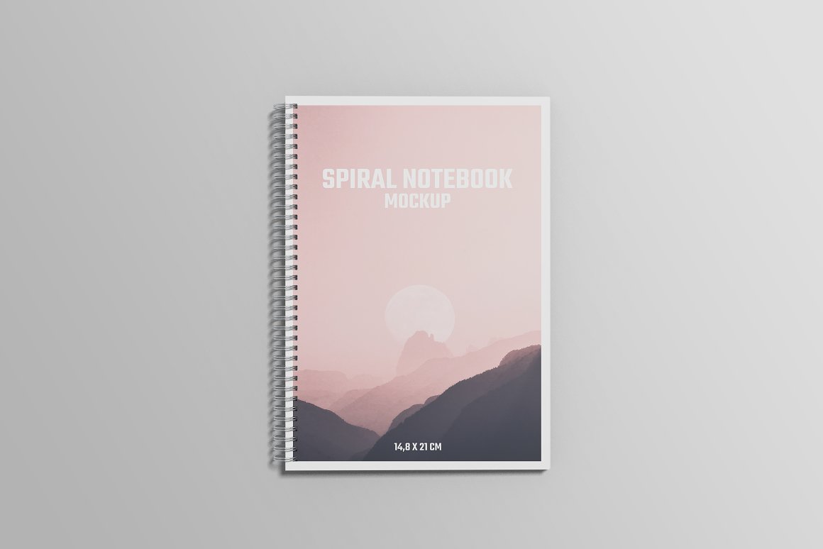 Image of a wonderful a5 spiral notebook with images of sunset sun.