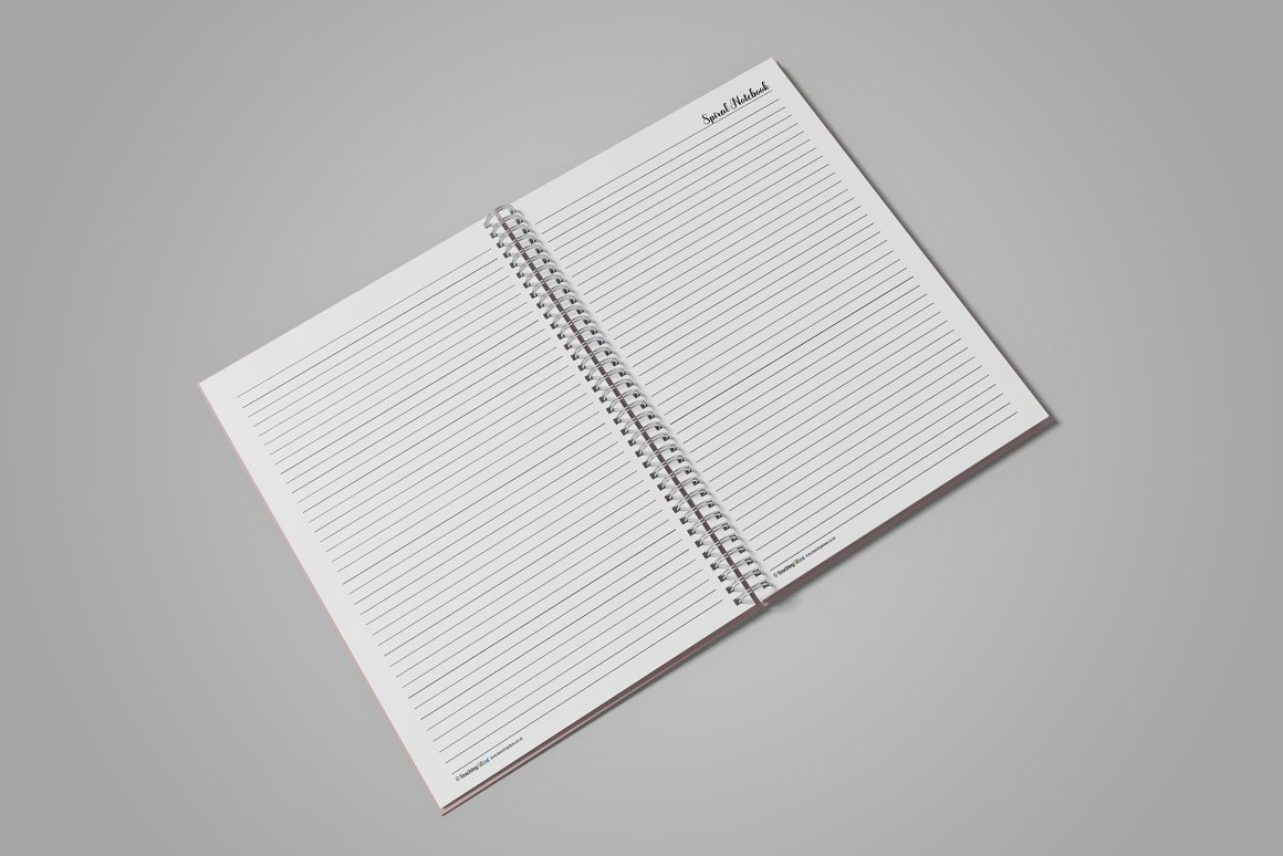 Image of open a5 spiral notebook with cute design.