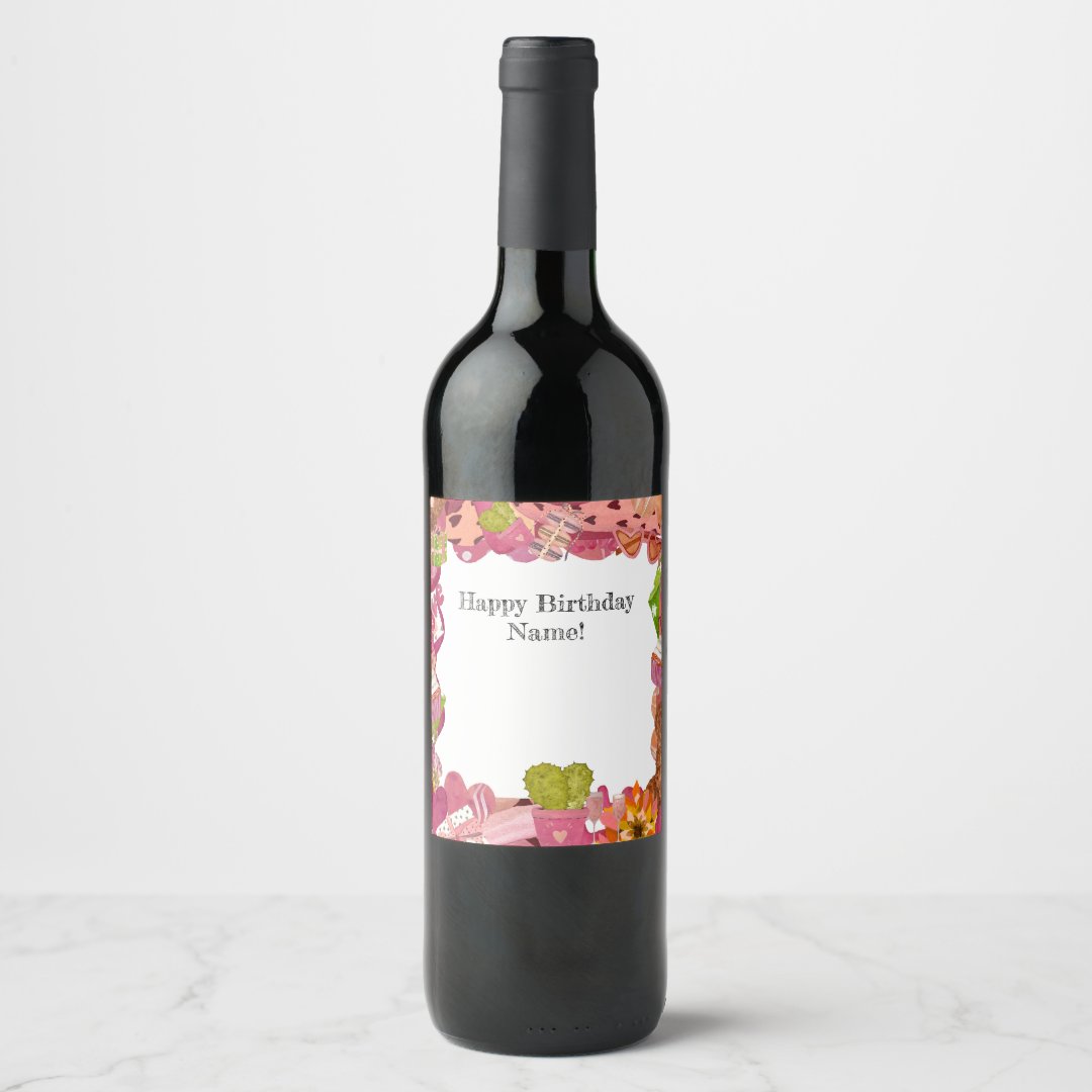 Wine Label Cute Love Frame Heart Watercolor Illustration preview image.