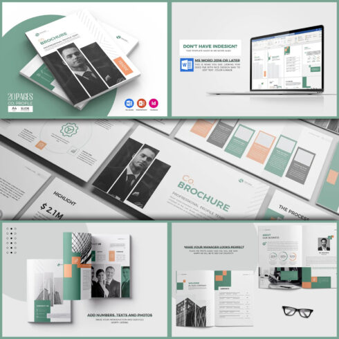 PPT & Docx Brochure Template, 20 Pages.