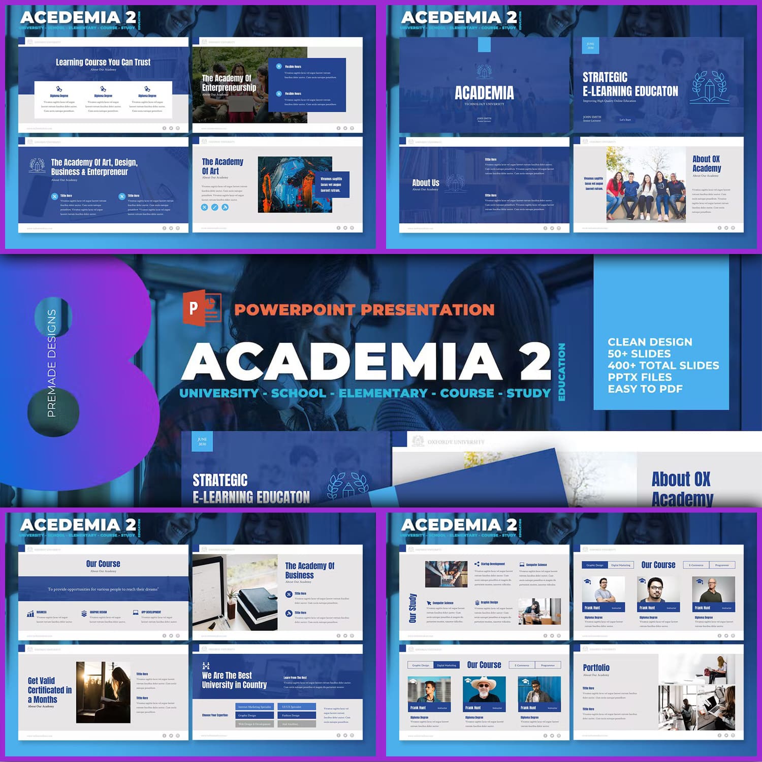 Academia - University School PowerPoint Template Cover.
