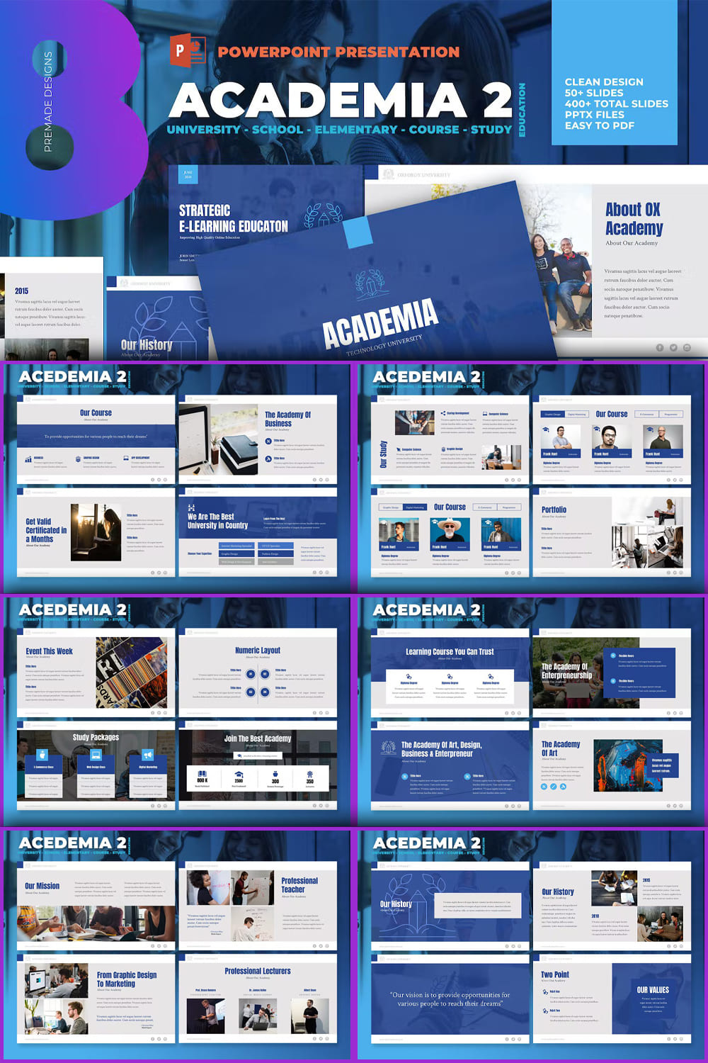 Academia - University School PowerPoint Template - Pinterest.