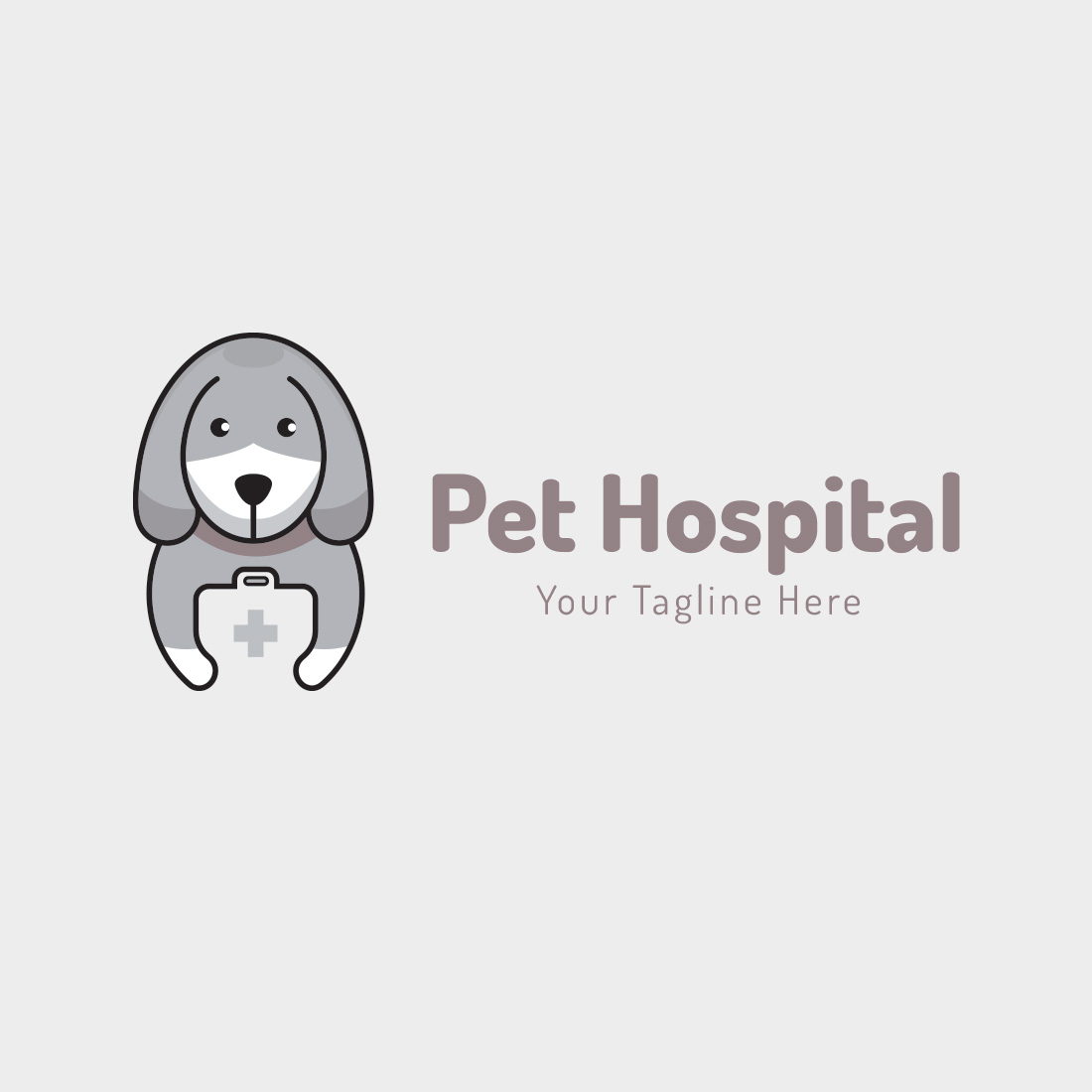Pet Hospital Logo Design Template preview image.