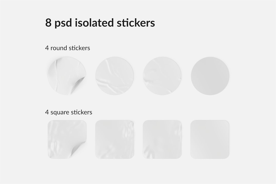 Image of adorable round and square sticker mockups.