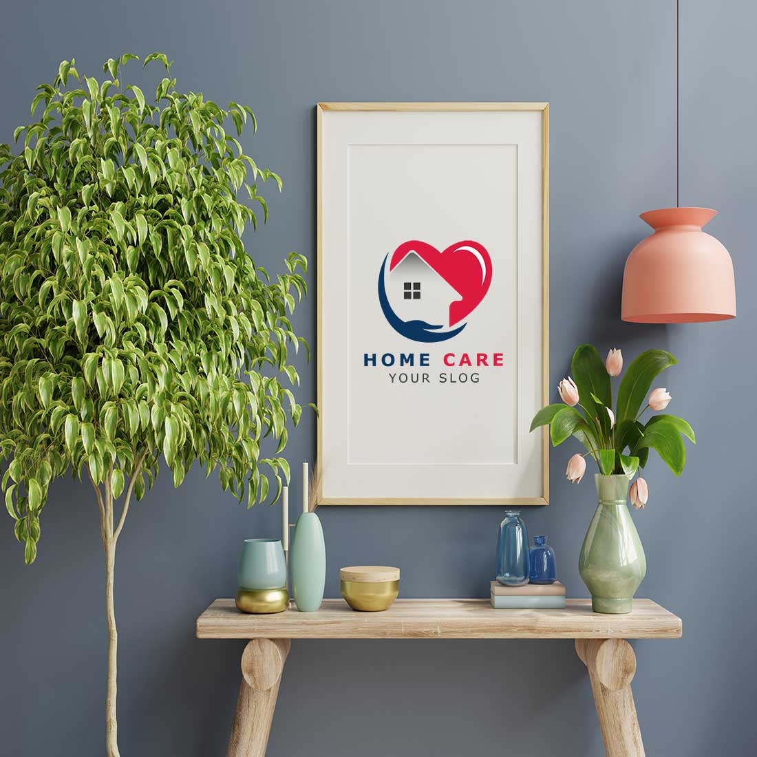 Home Care Logo picture mockup example.
