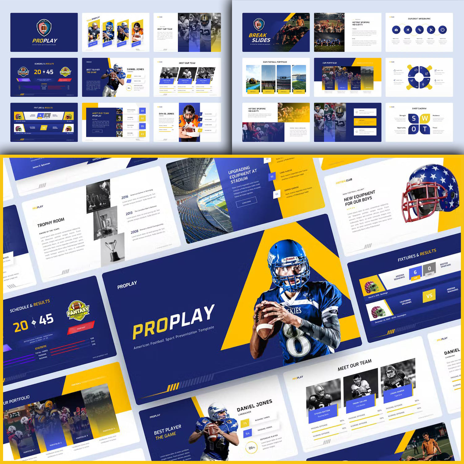 American Football Sports PowerPoint Template Cover.
