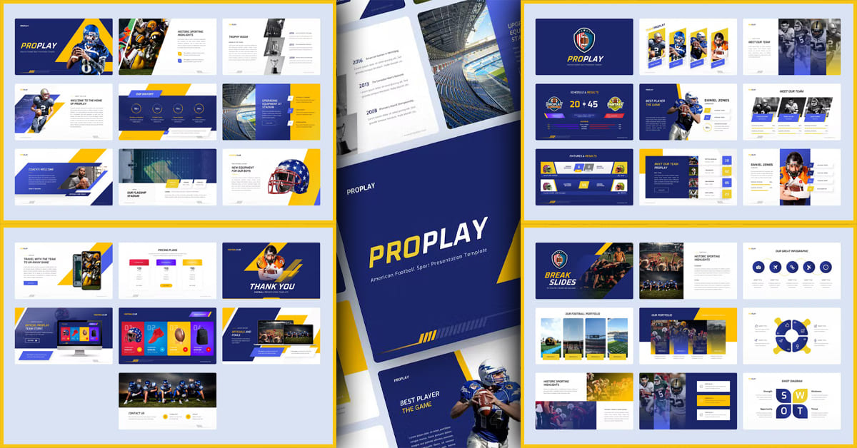 American Football Sports PowerPoint Template - Facebook.