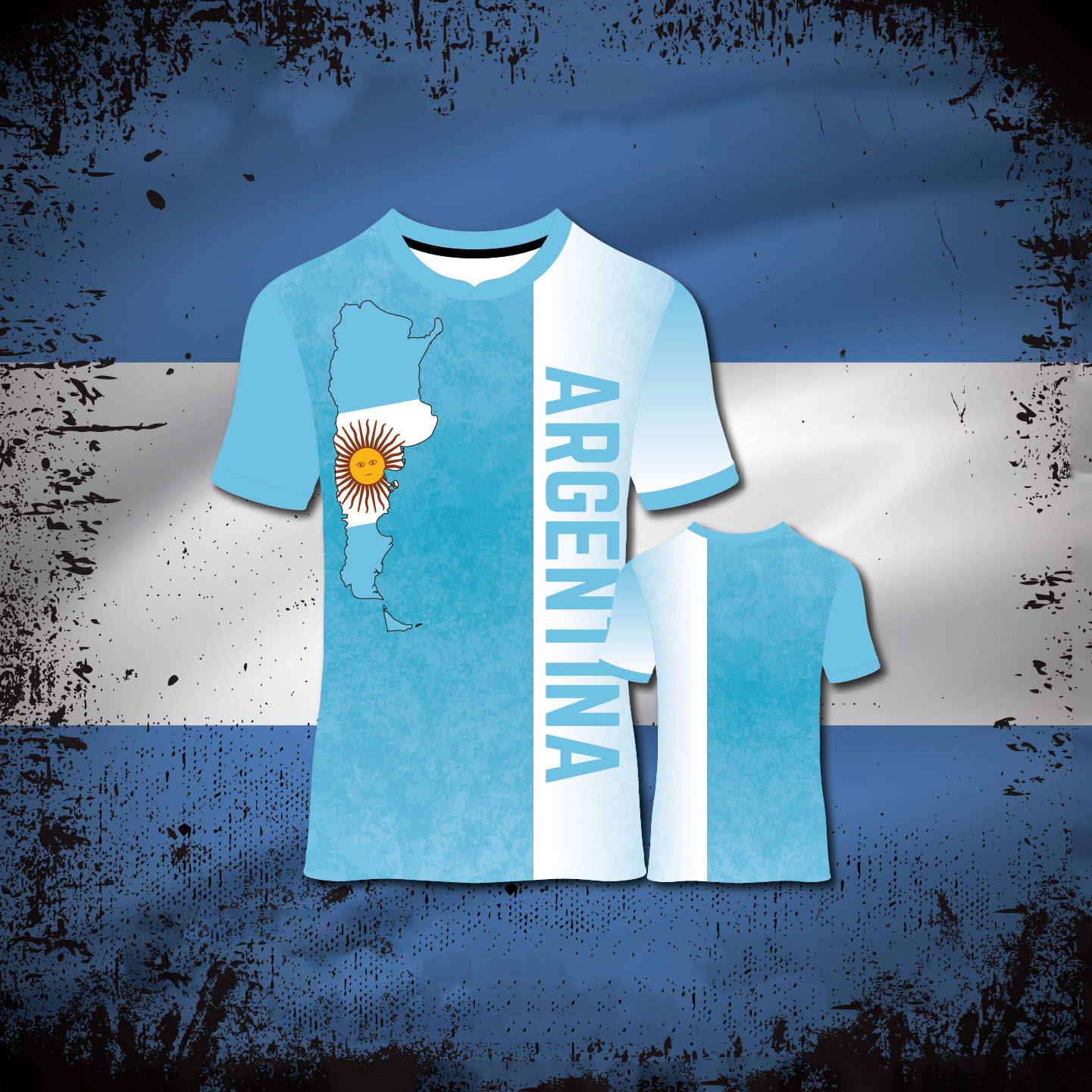 Prints of argentina on t-shorts.