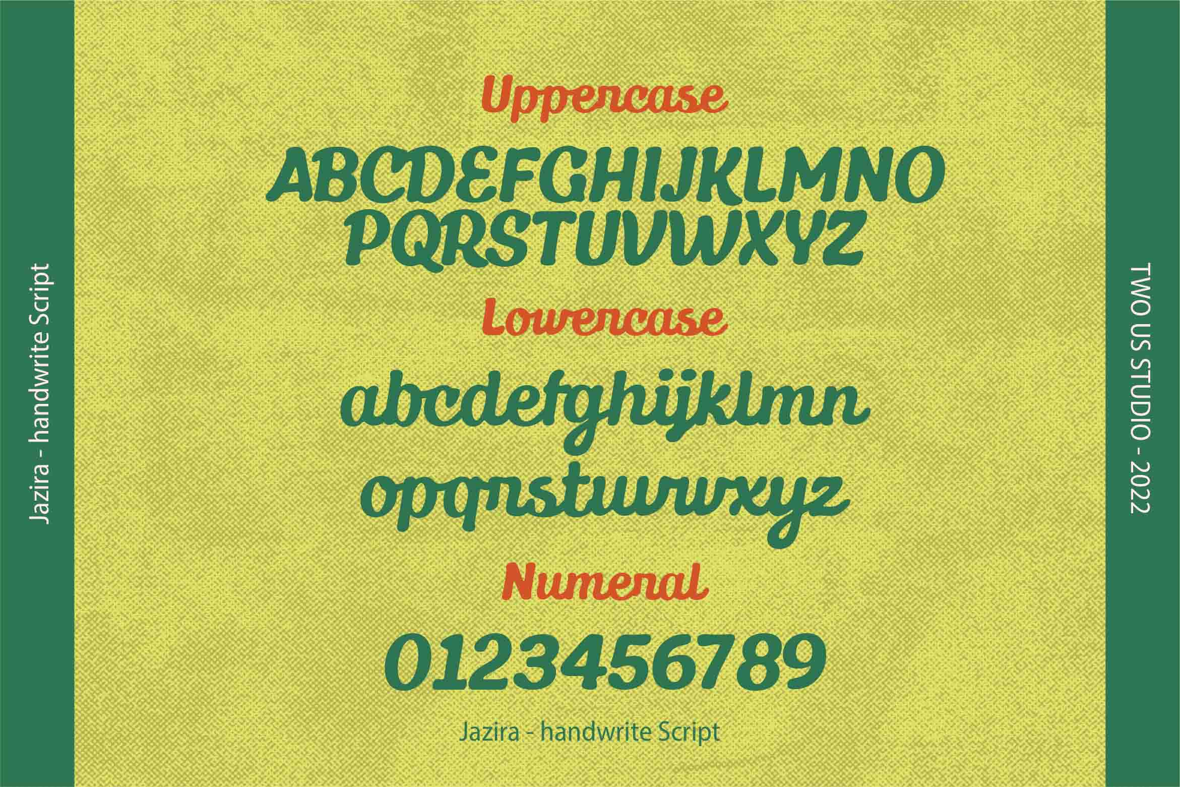 Image with alphabet and numbers demonstrating the beauty of the font on a bright background.