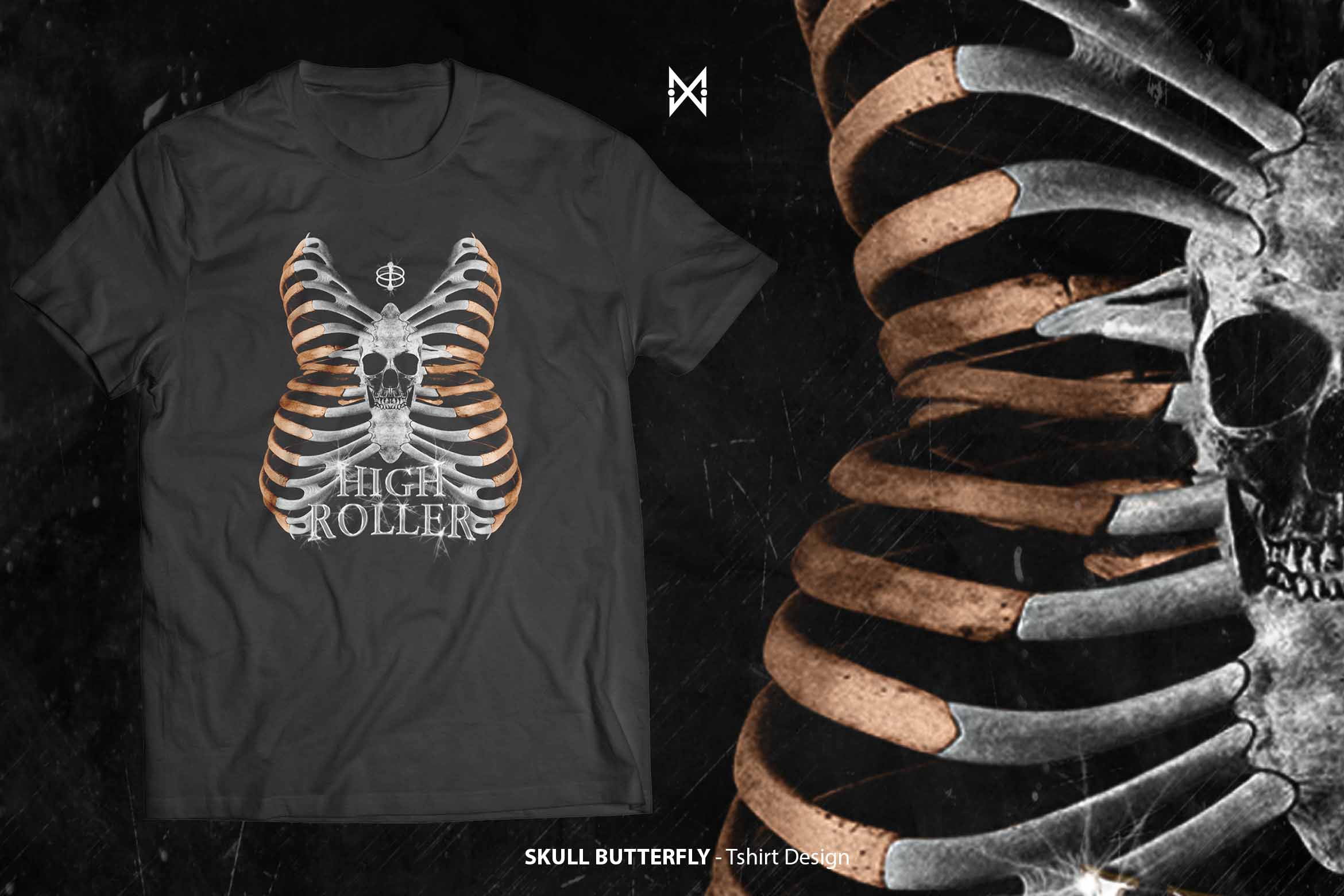 Skull Butterfly - Graphic Tshirt Design (Streetwear Style)