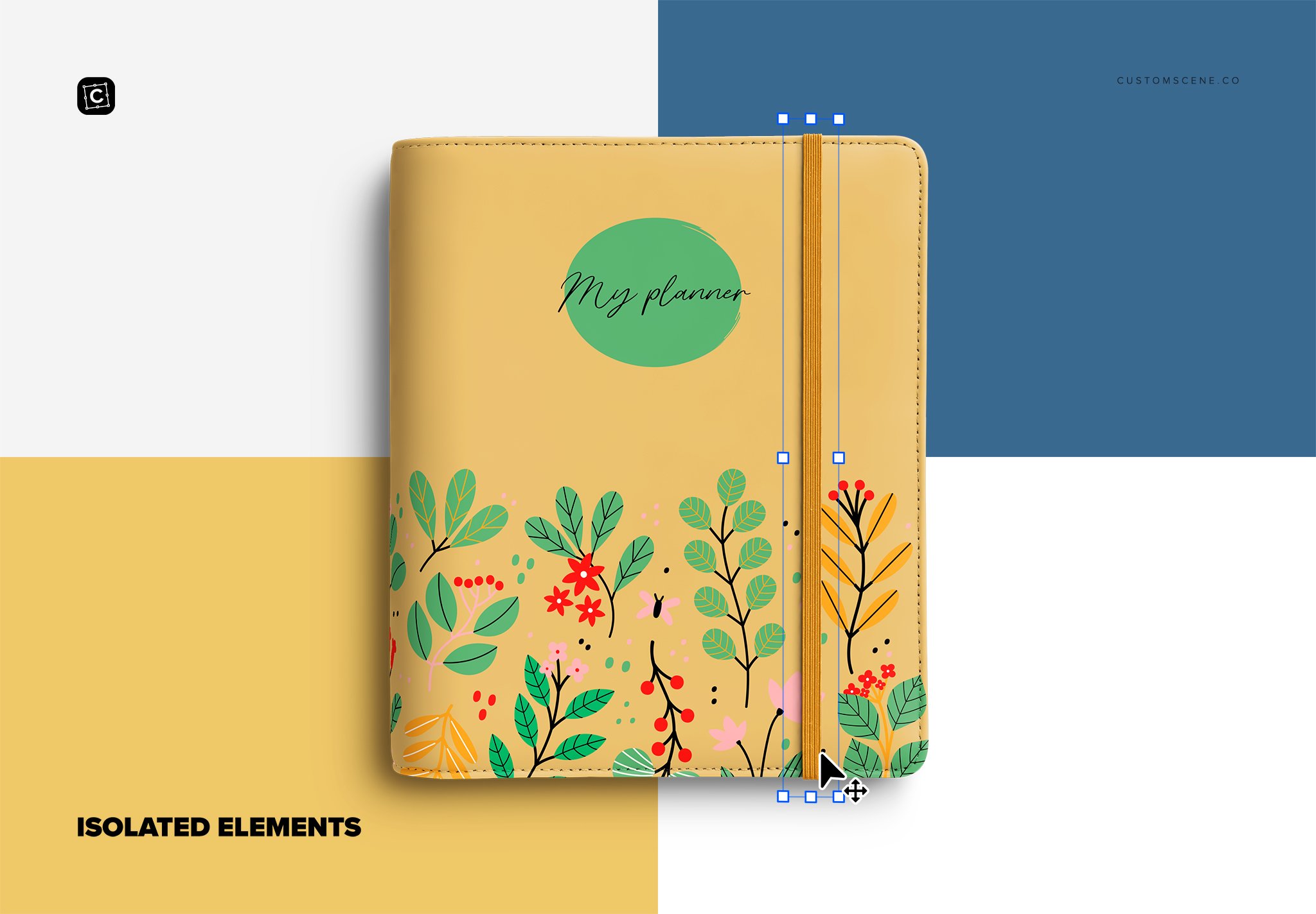 Yellow notebook with the beautiful plants.