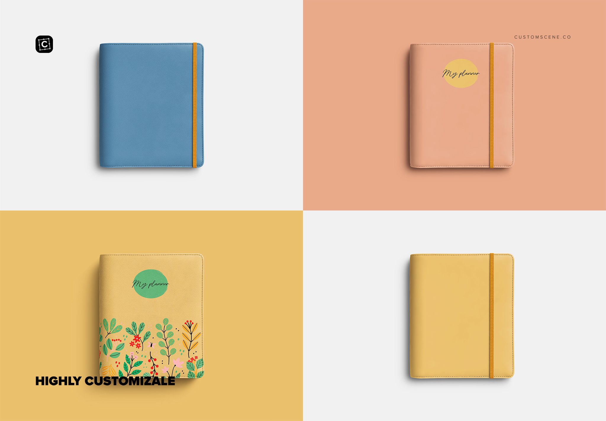 Four options of the bright notebooks.
