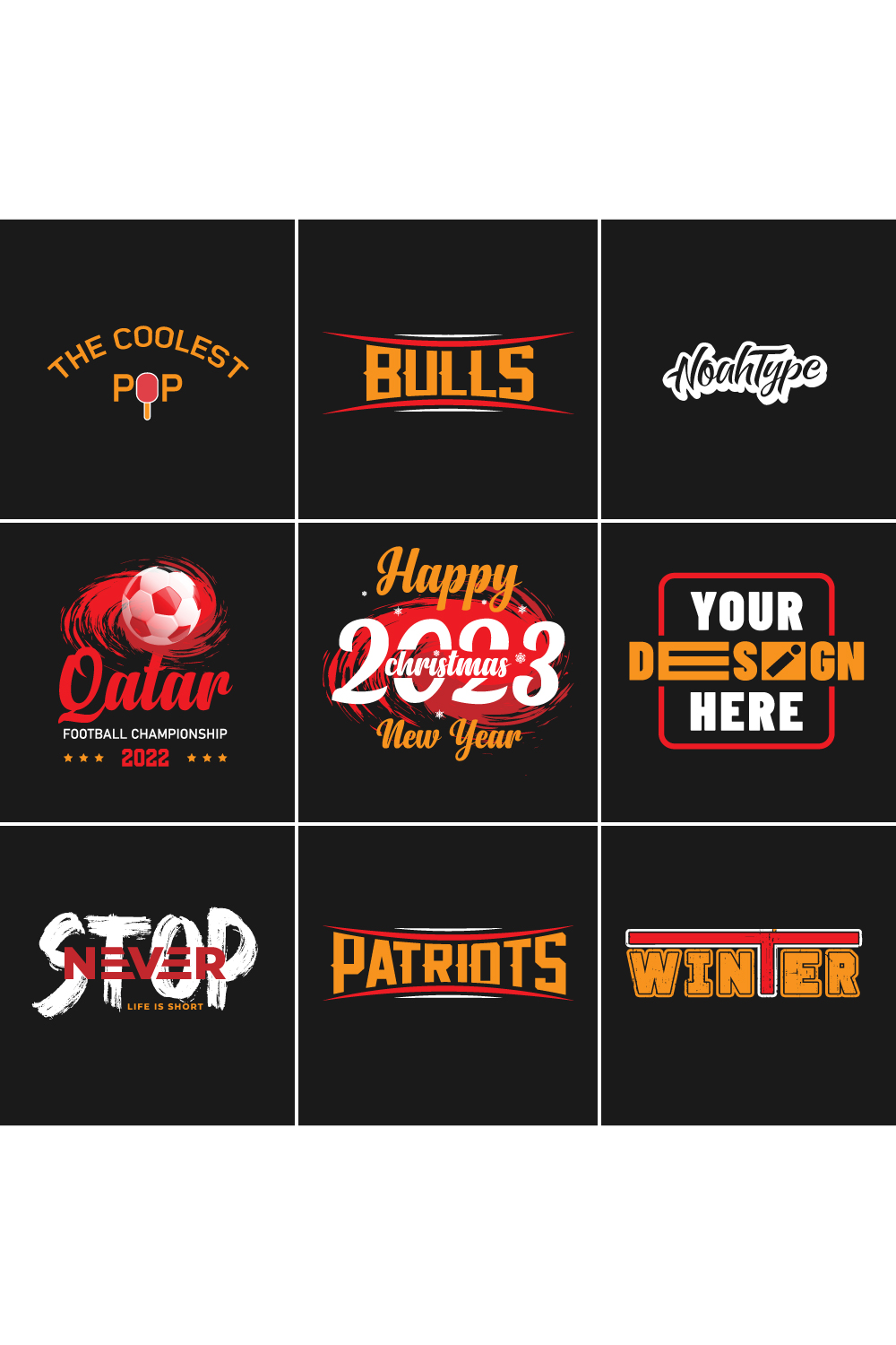 T-shirt Clean Typography Design Bundles pinterest image.