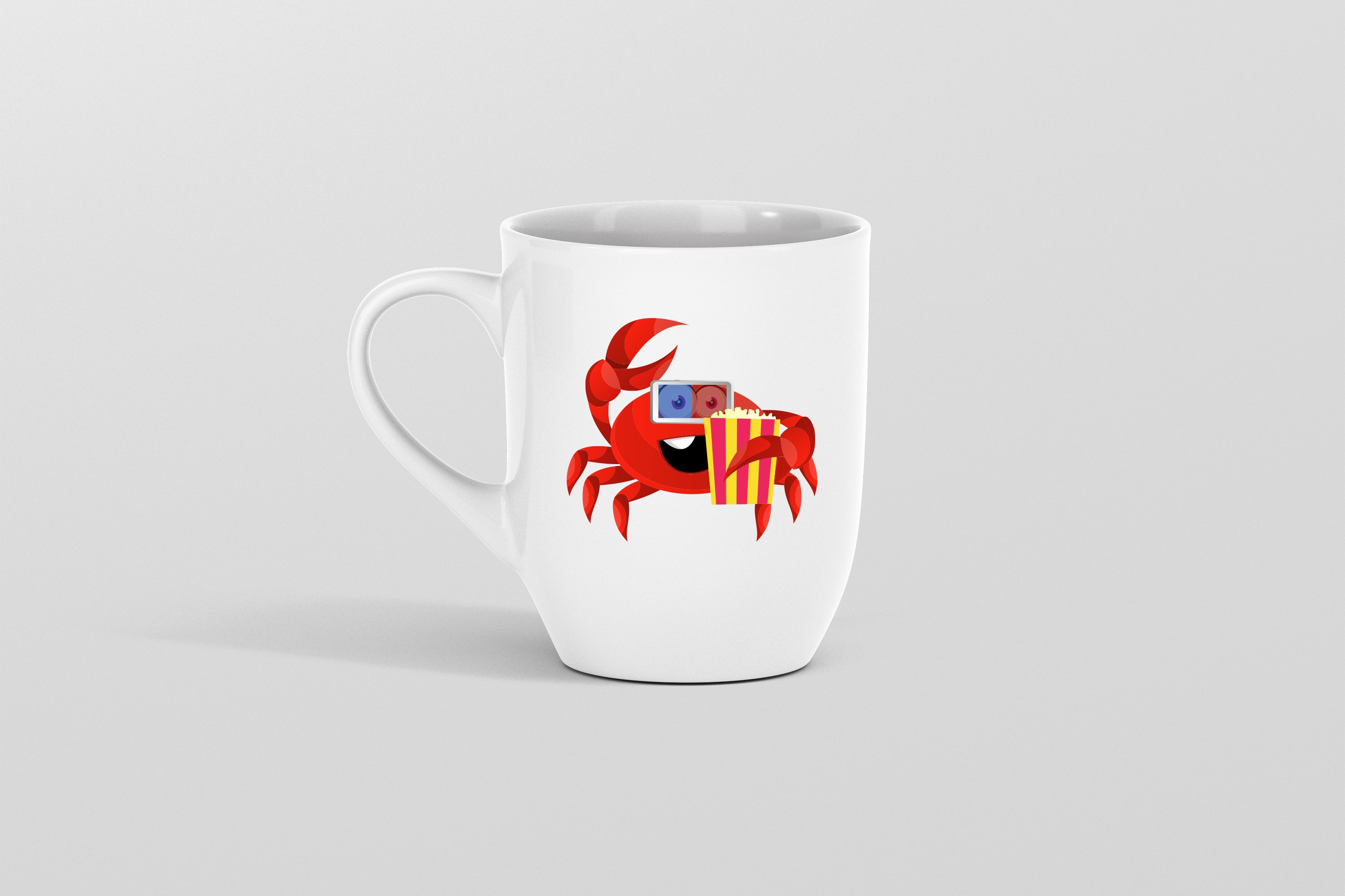 White tea cup with the red crab.