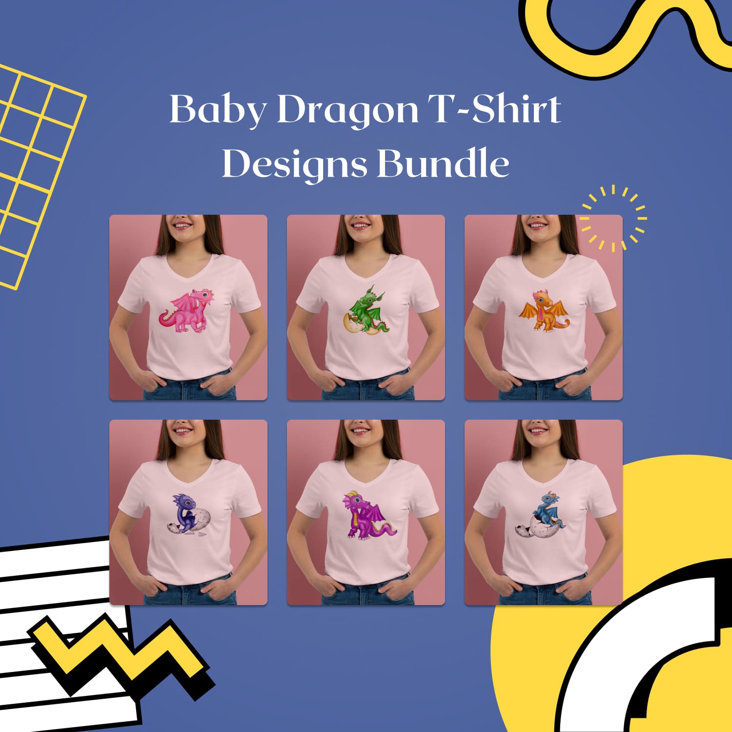 Baby Dragon T-shirt Designs Bundle.
