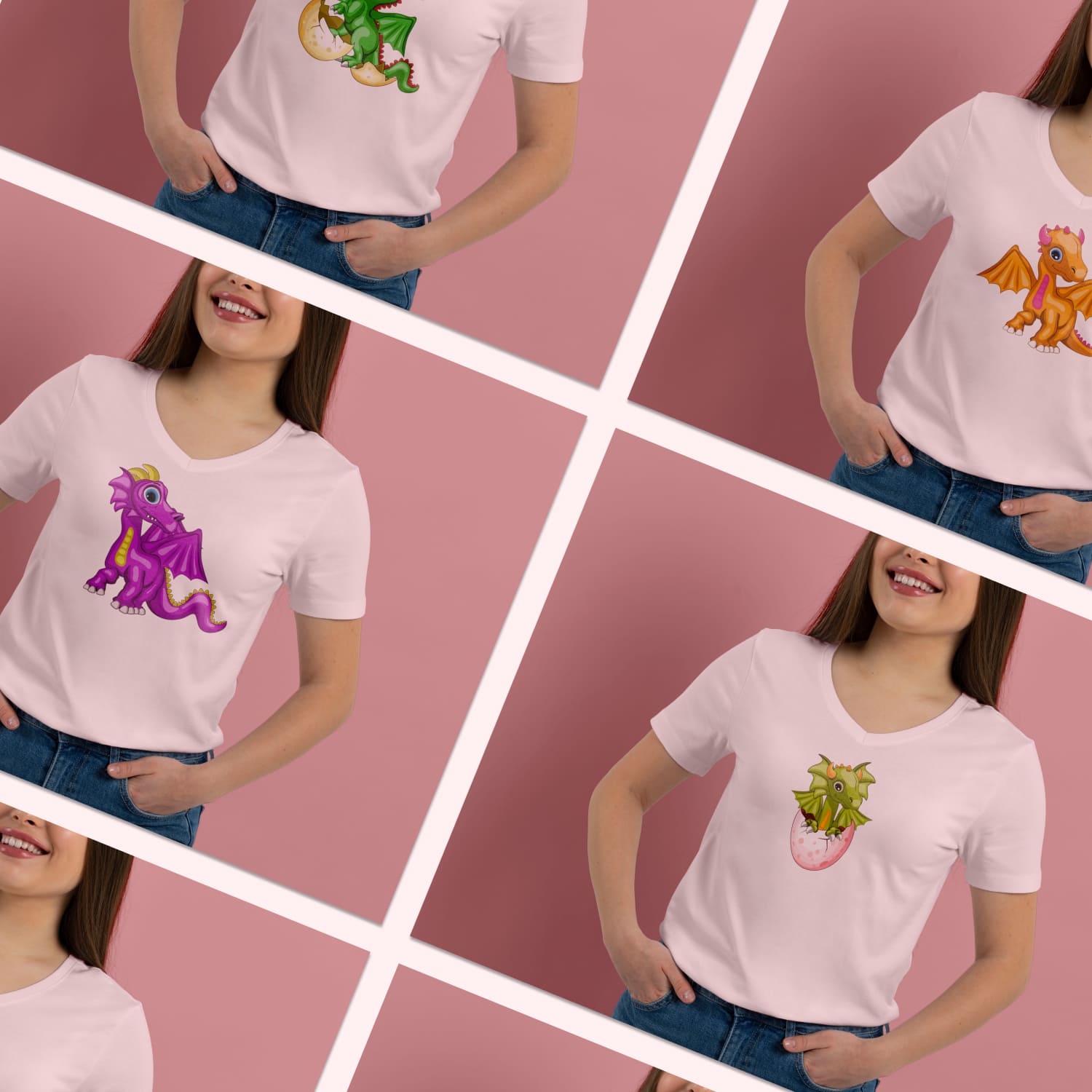 Baby Dragon T-shirt Designs Bundle Cover.