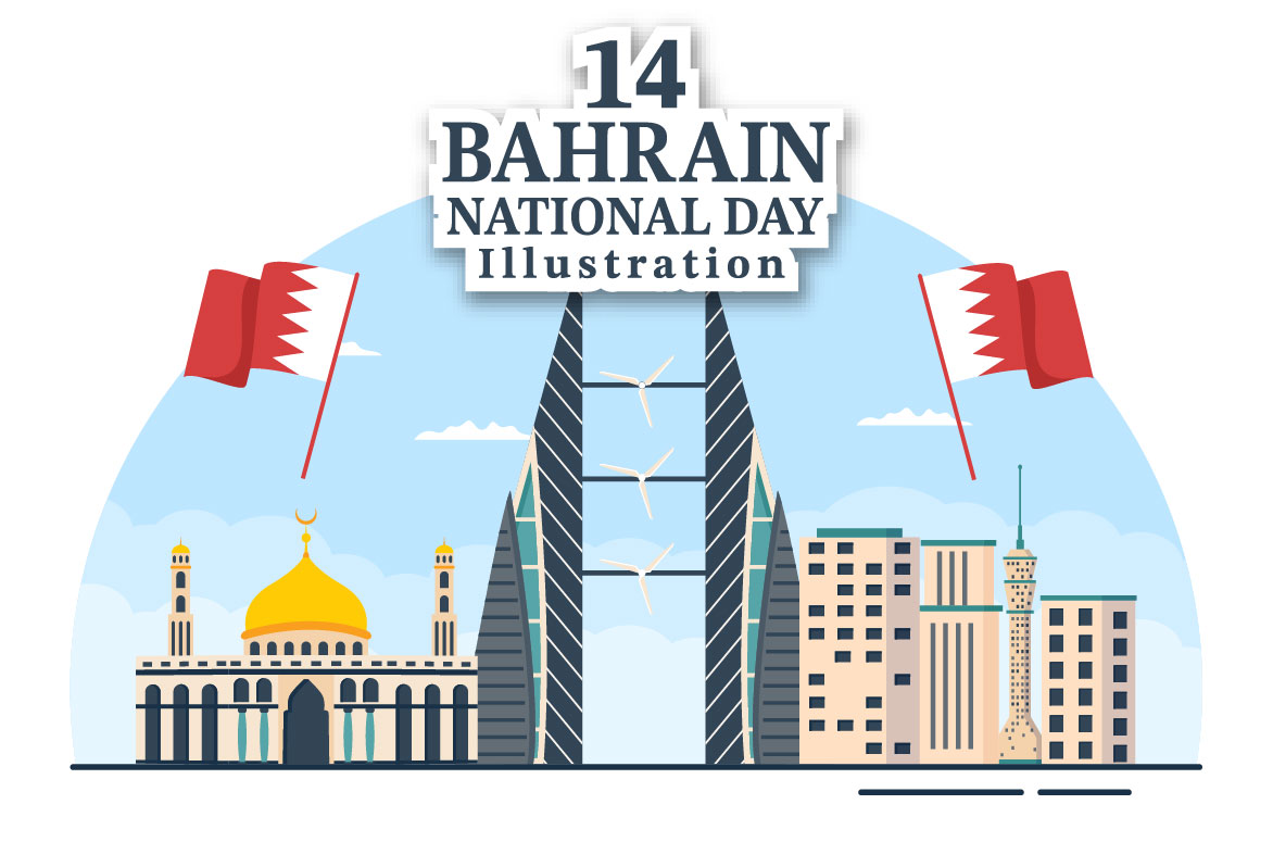 14 Bahrain National Day Illustration facebook image.