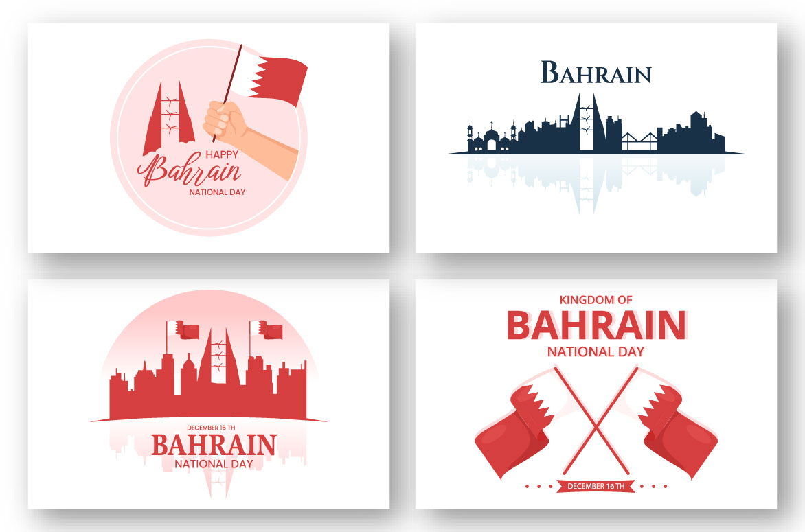 14 Bahrain National Day Illustration set.