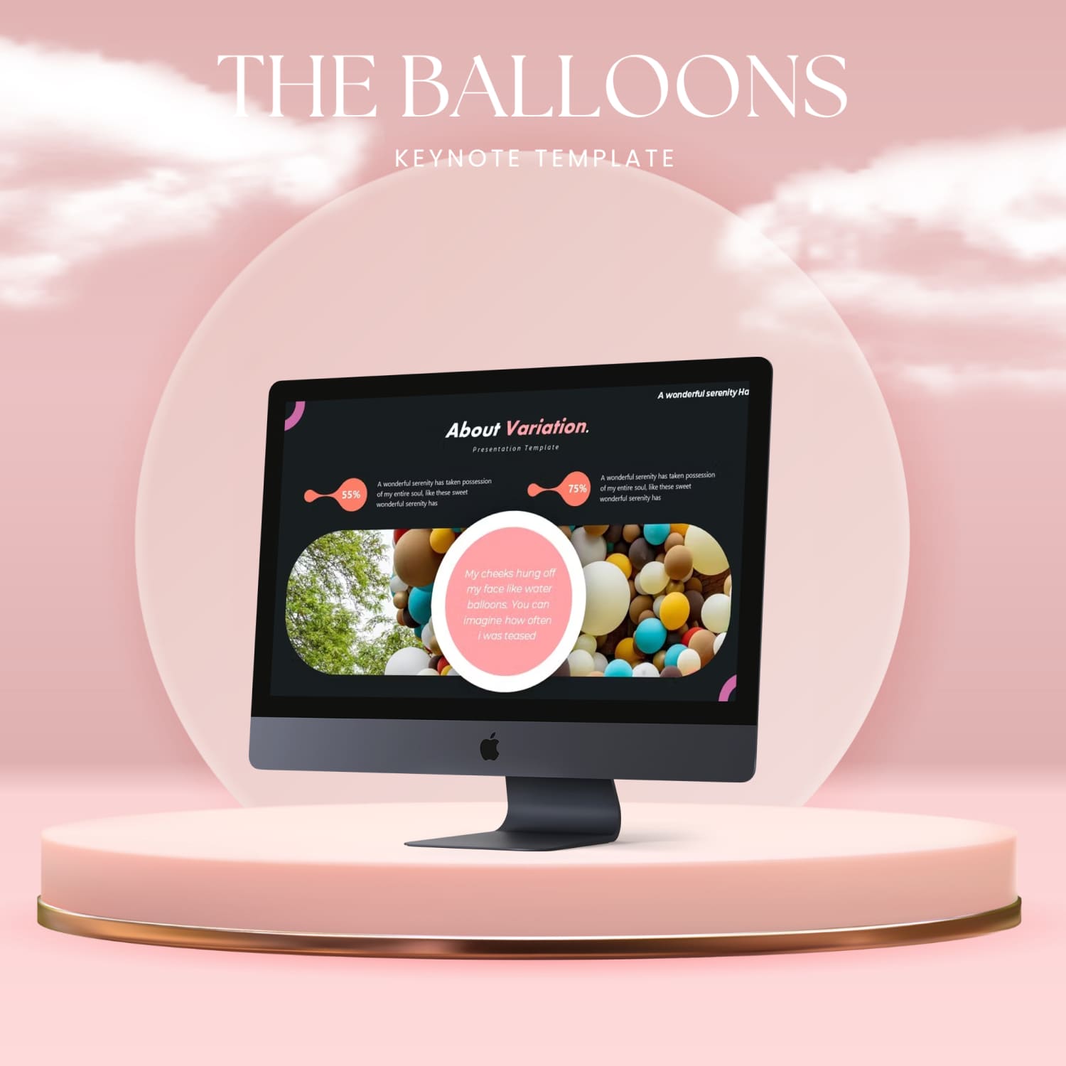 Images of adorable balloons presentation template slides on PC.
