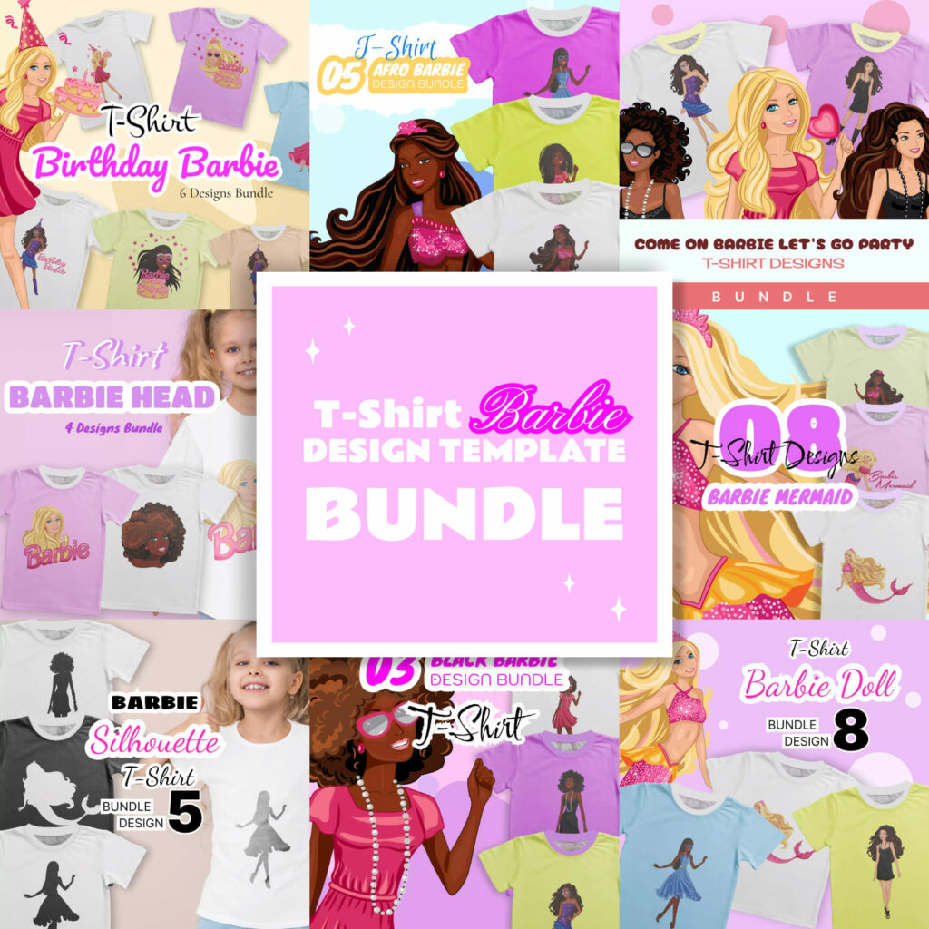 Barbie T-shirt Design Templates Bundle – MasterBundles