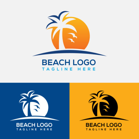 Simple Tropical Beach Logo Template cover image.