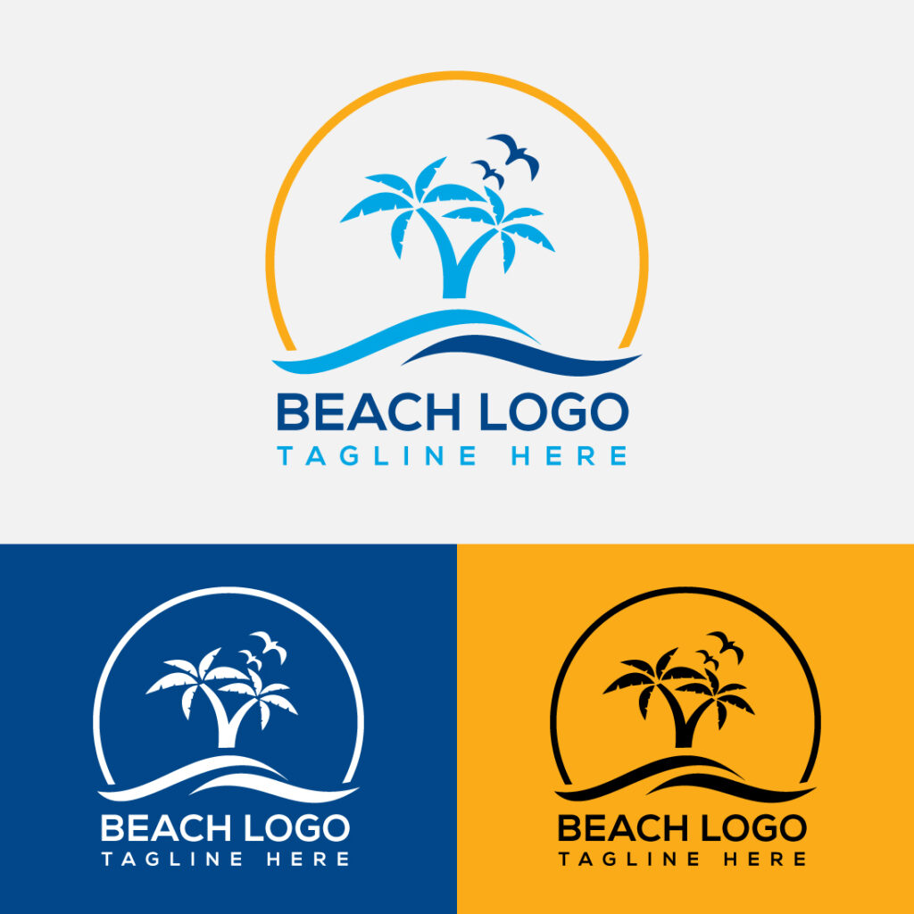 Simple Tropical Beach Logo Template | MasterBundles