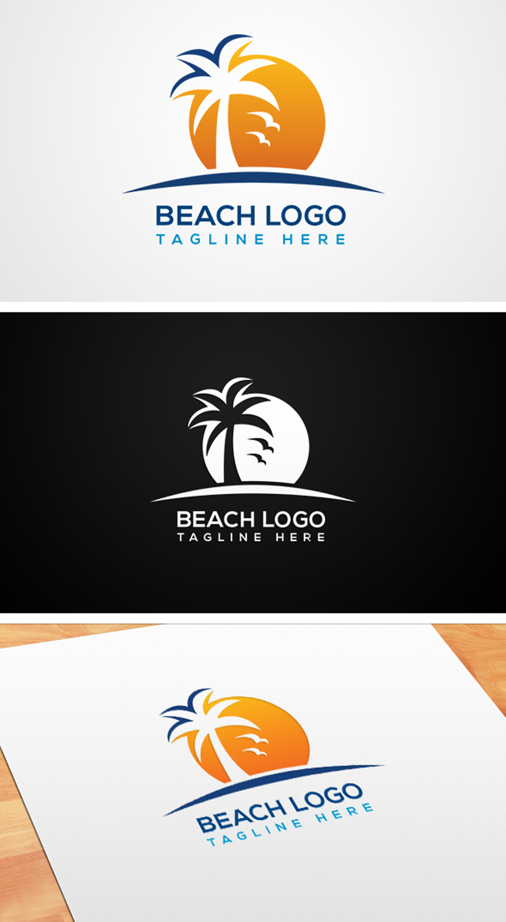 Simple Tropical Beach Logo Template preview image.