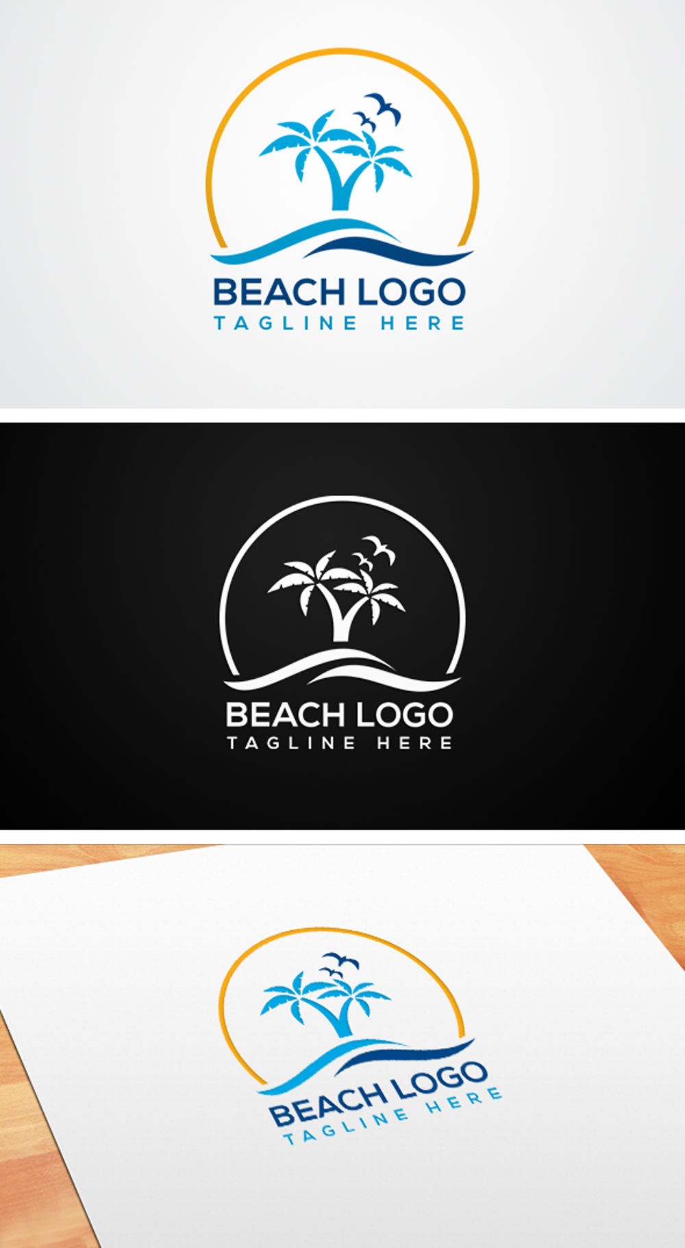 Unique Beach Logo Vector Illustration preview image.