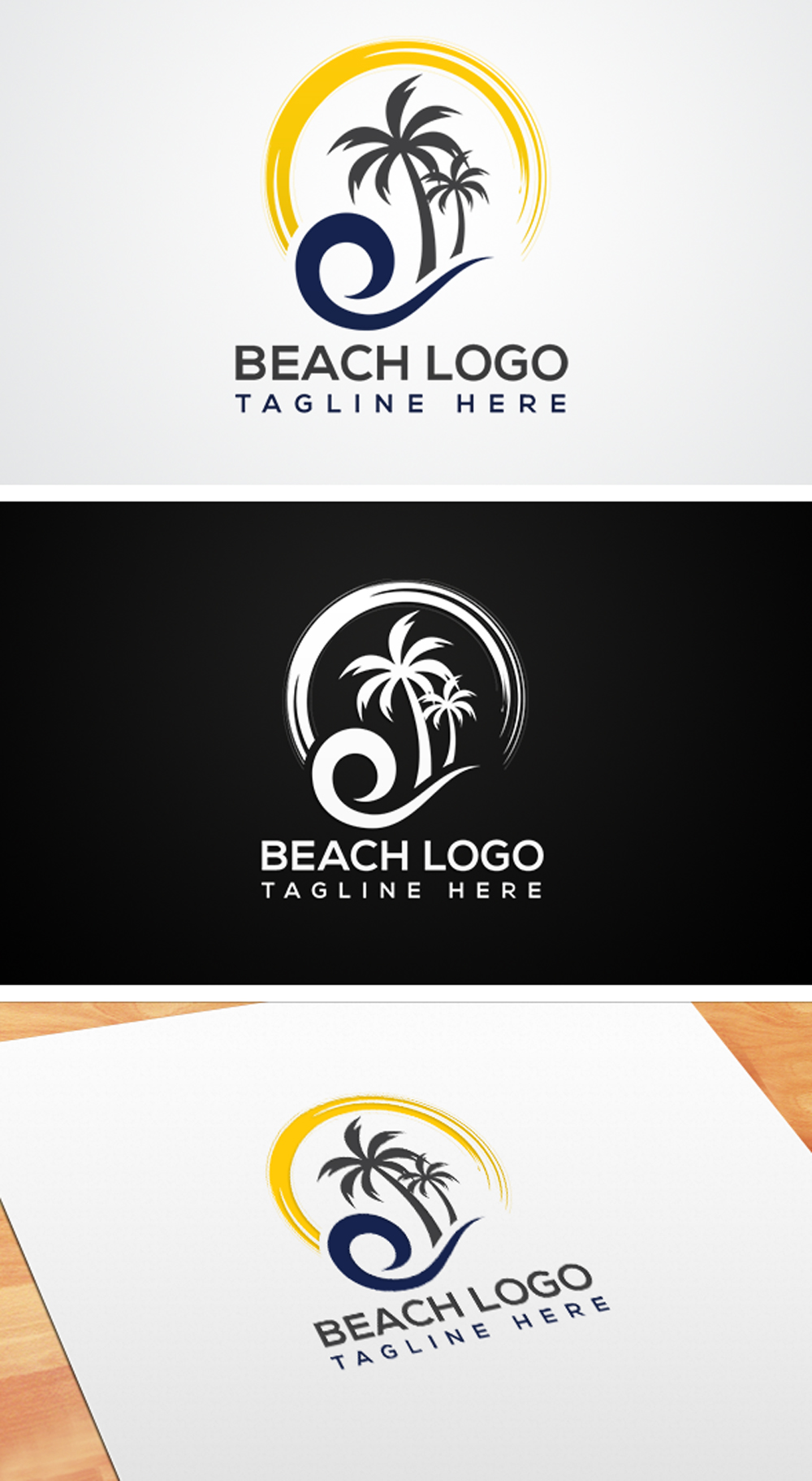 Tropical Beach Modern Logo Vector Graphics preview image.