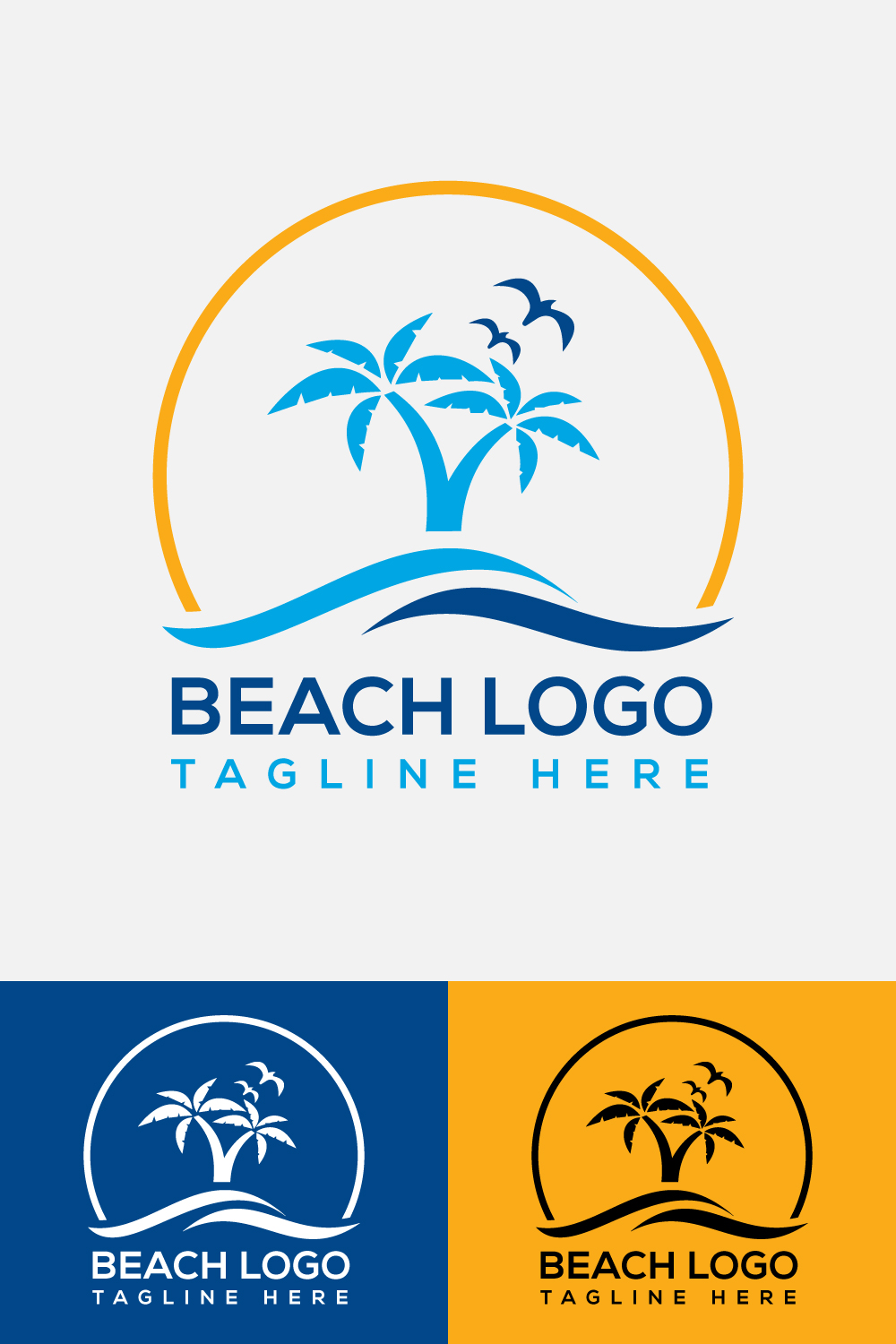 Unique Beach Logo Vector Illustration pinterest image.