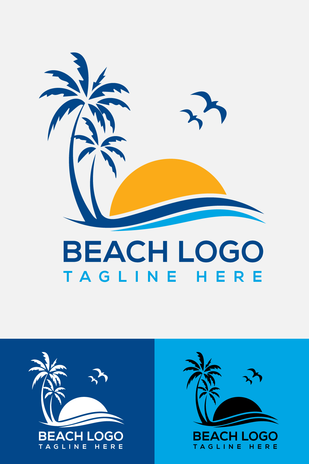 Modern Beach Logo Vector Illustration pinterest image.