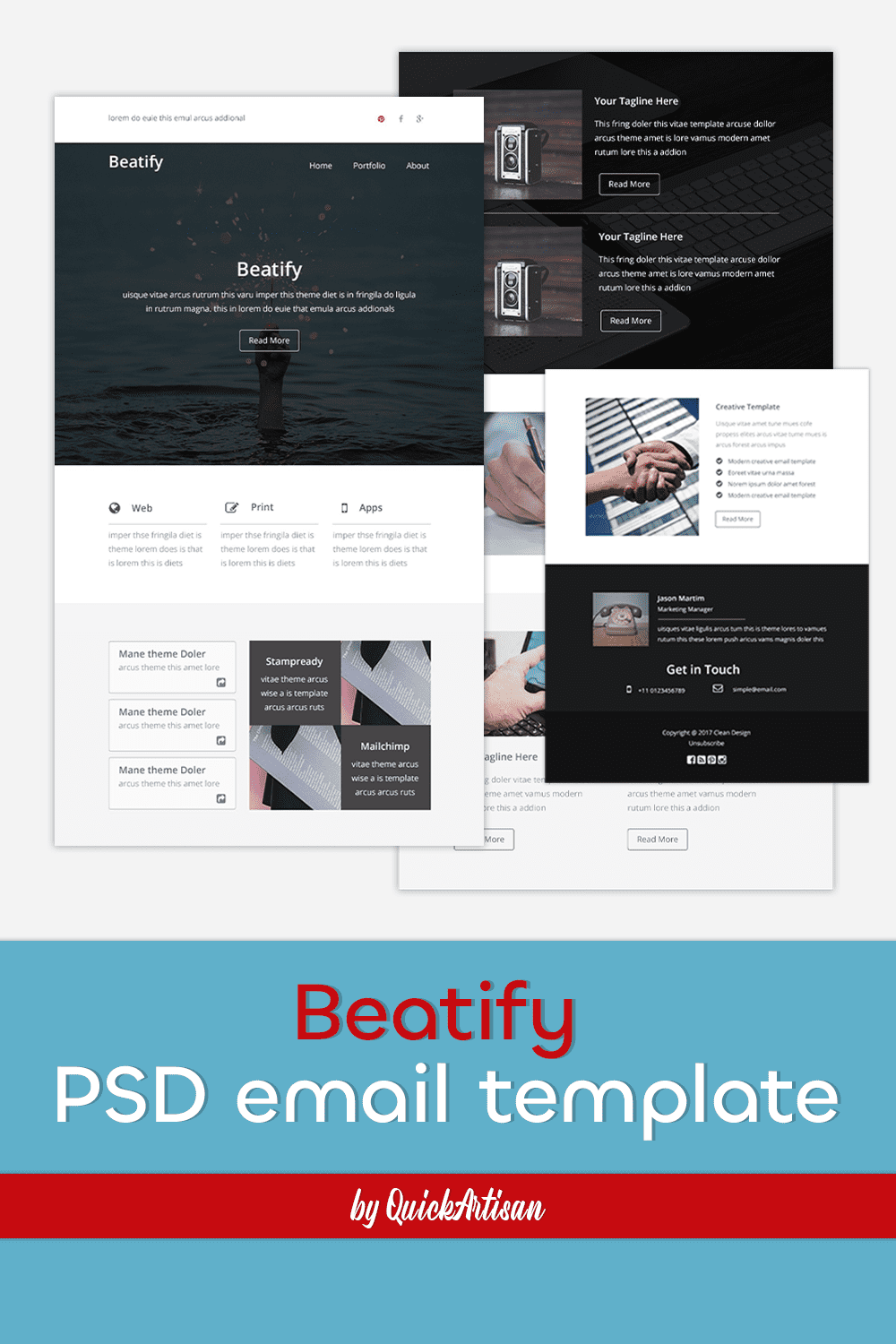 A selection of images of enchanting email design template.