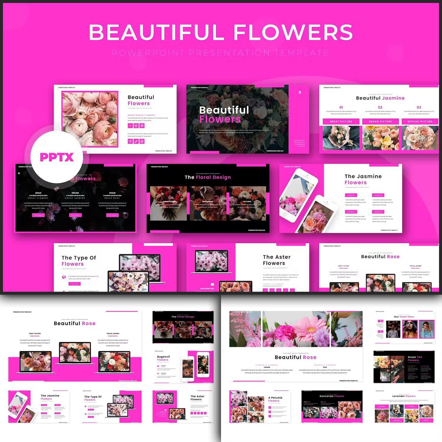 Beautiful Flowers Powerpoint Template - main image preview.