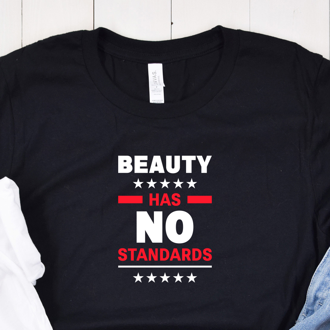 Beauty Has No standards Typography T-shirt Design cover image.