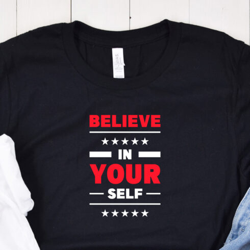 Believe in yourself Typography T-shirt Design cover image.