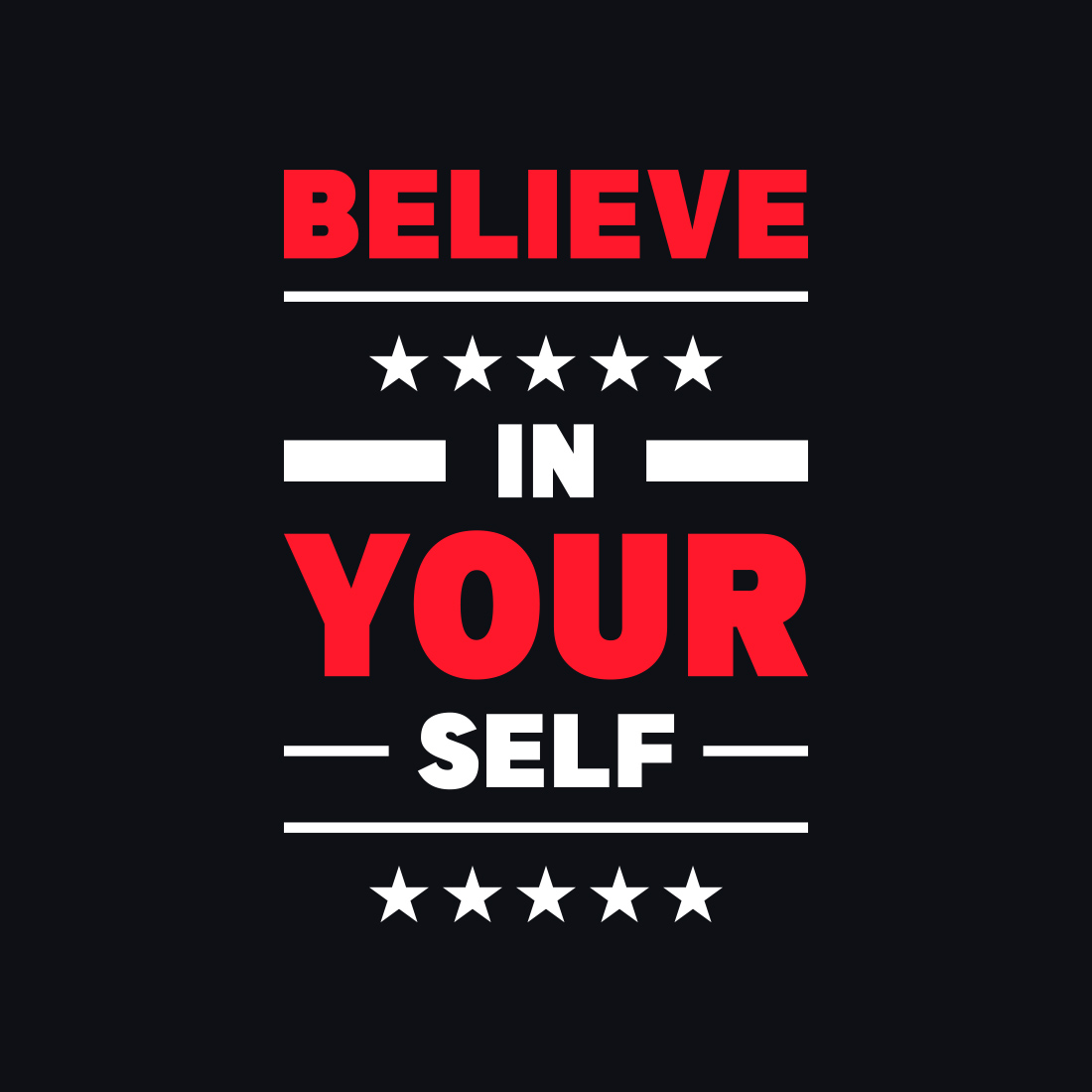 Typography T-shirt Believe in yourself Design cover image.