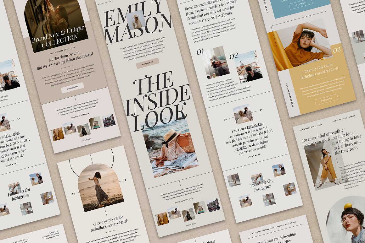 Set of images of enchanting newsletter template.