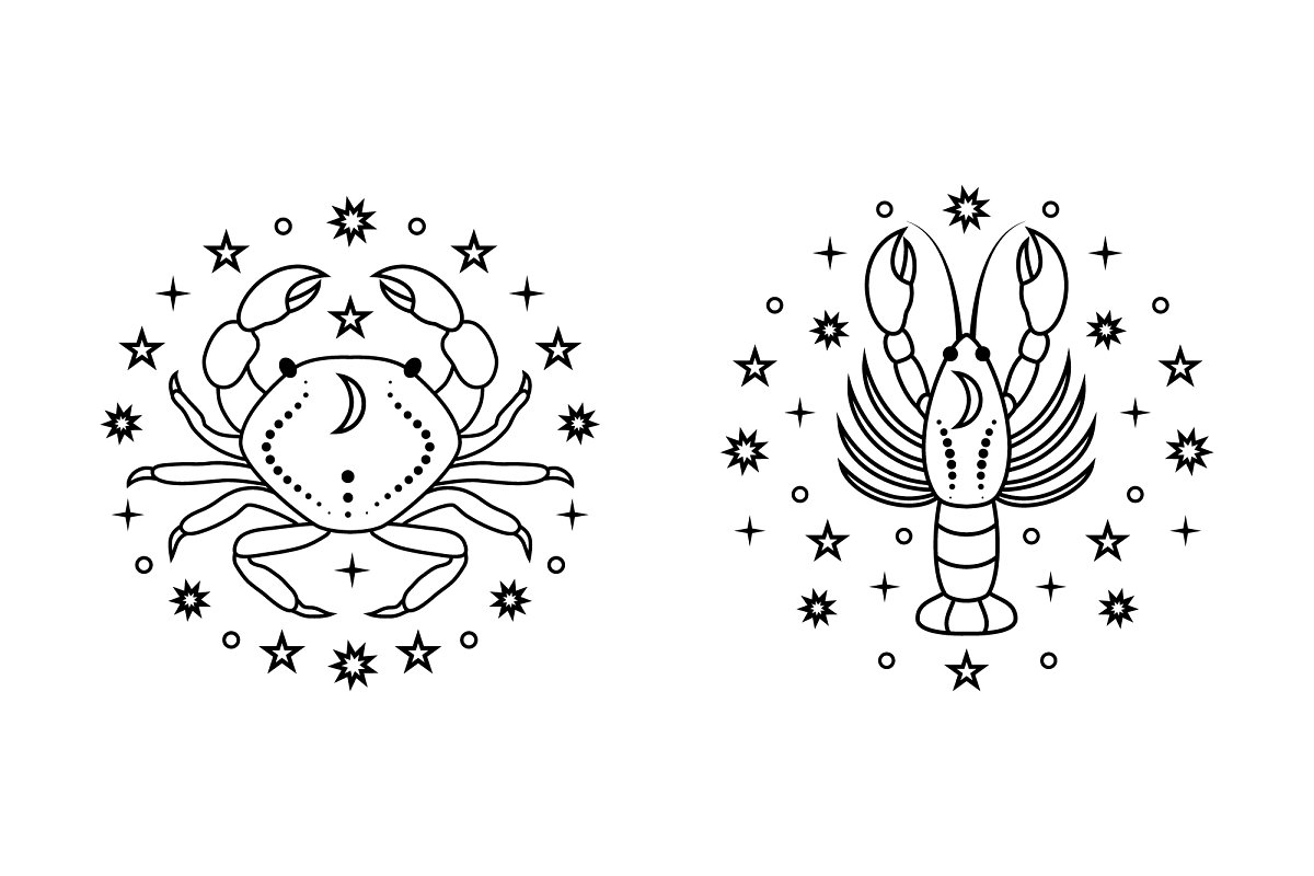 Stunning line art zodiac icons.